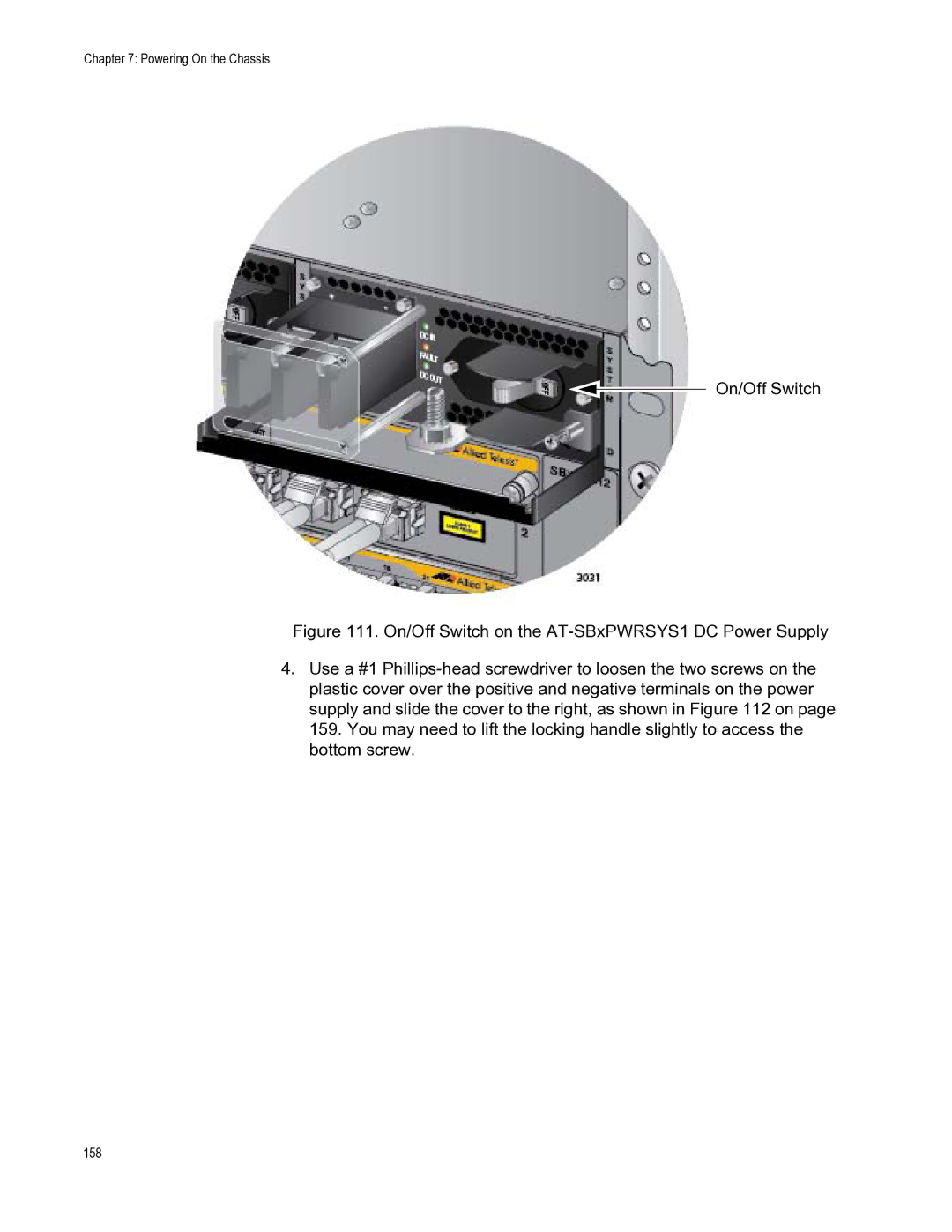 Allied Telesis X8112 manual On/Off Switch 