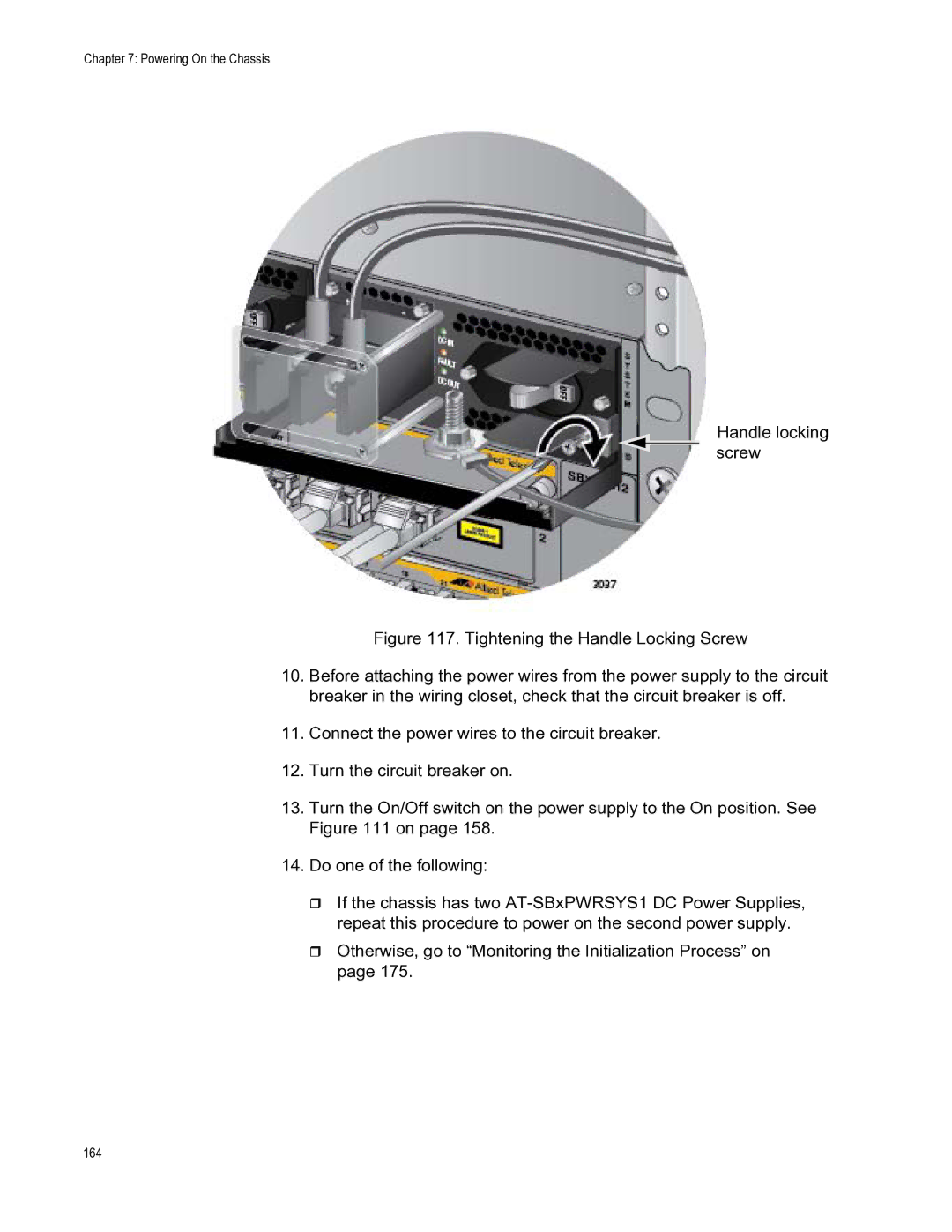 Allied Telesis X8112 manual Handle locking screw 