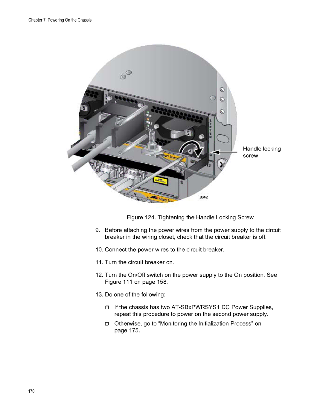 Allied Telesis X8112 manual Handle locking screw 