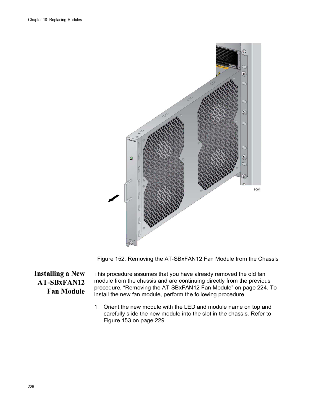 Allied Telesis X8112 manual Installing a New AT-SBxFAN12 Fan Module 