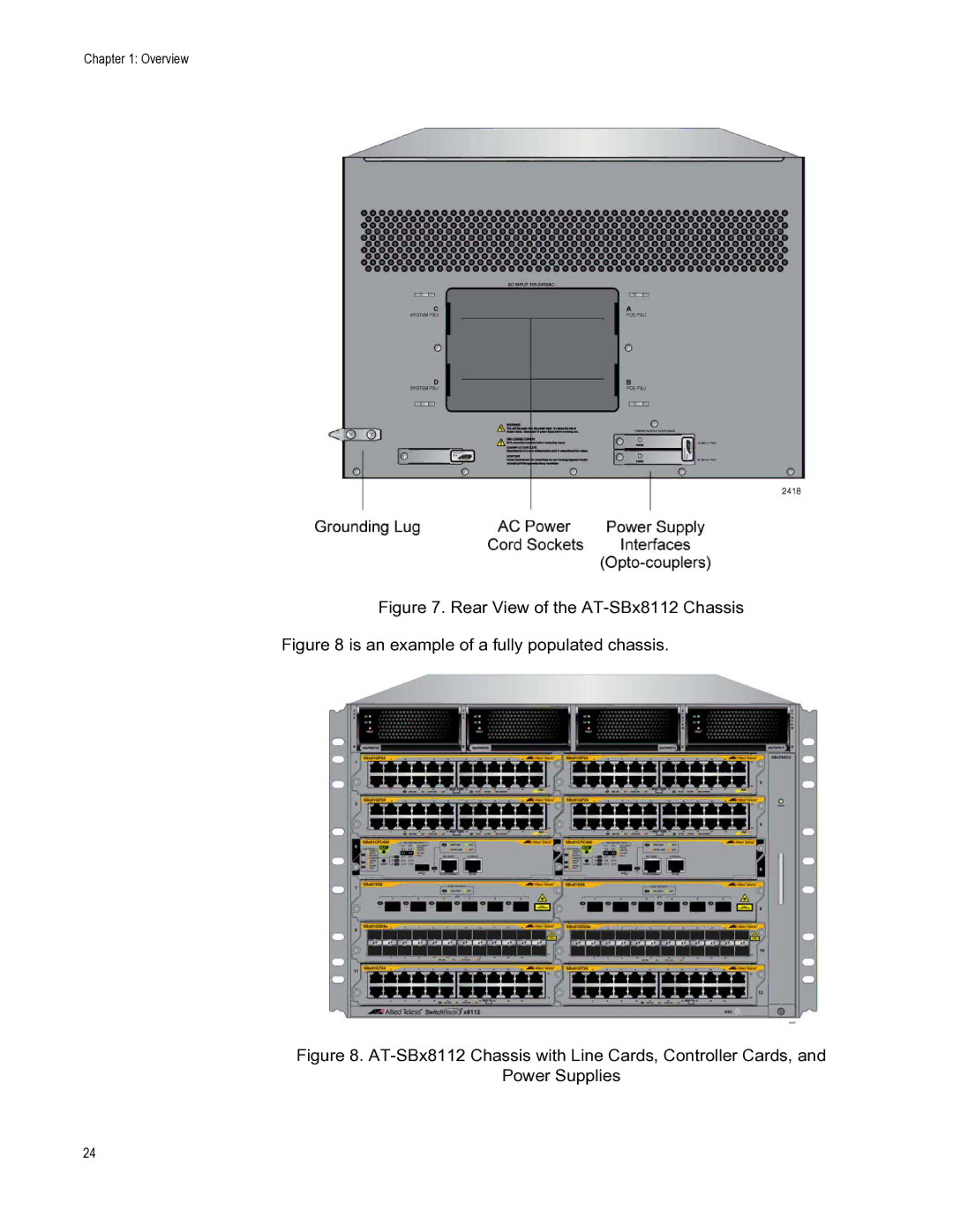 Allied Telesis X8112 manual Rear View of the AT-SBx8112 Chassis 