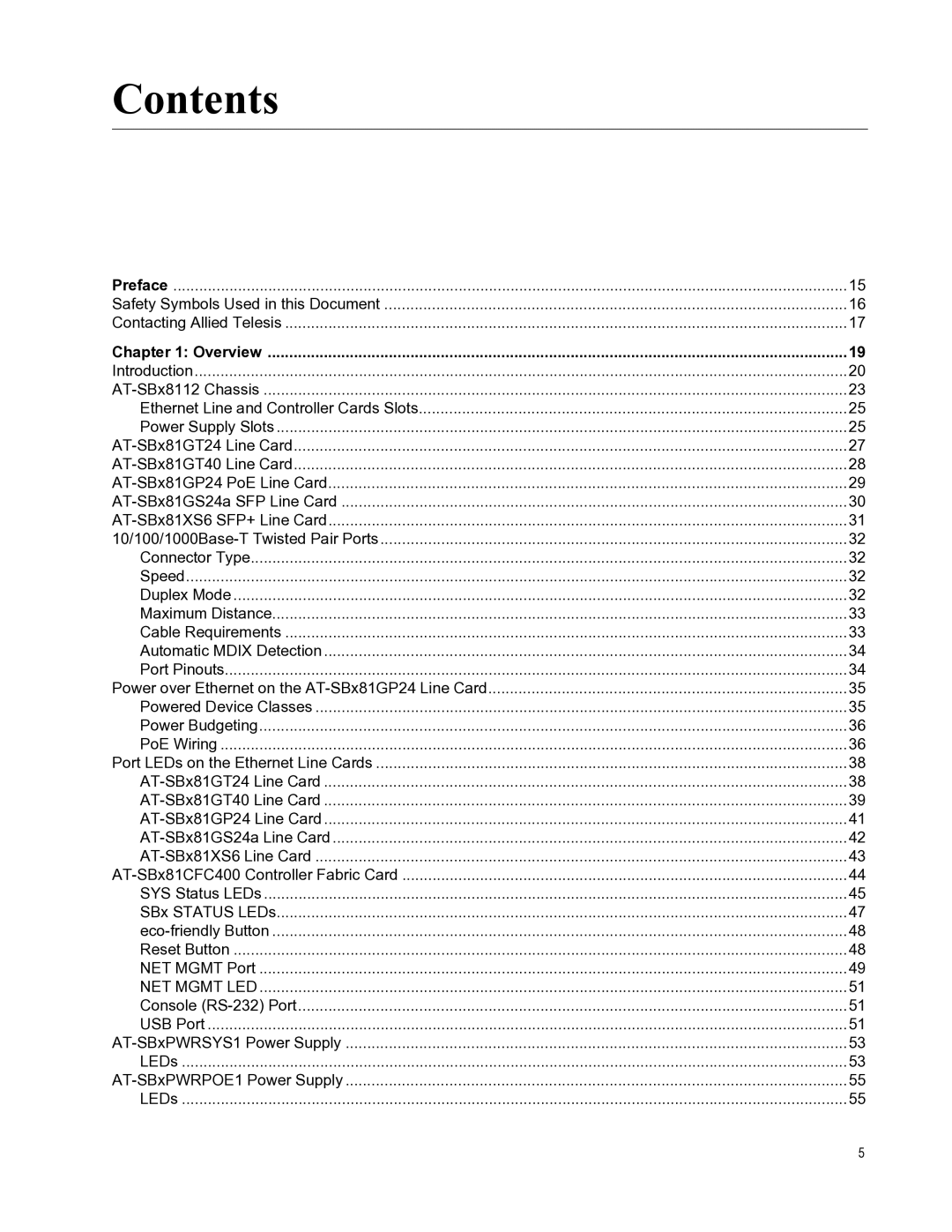 Allied Telesis X8112 manual Contents 