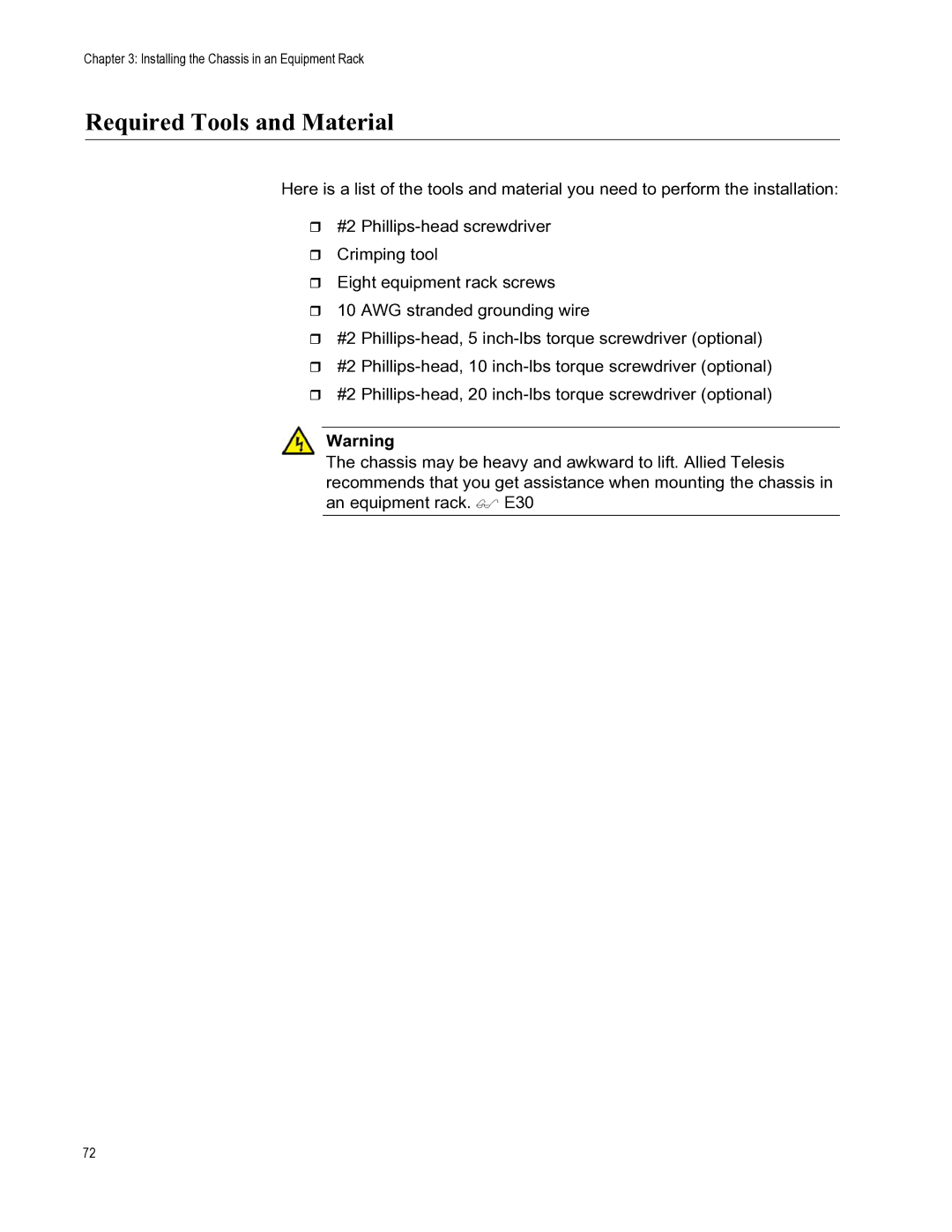 Allied Telesis X8112 manual Required Tools and Material 