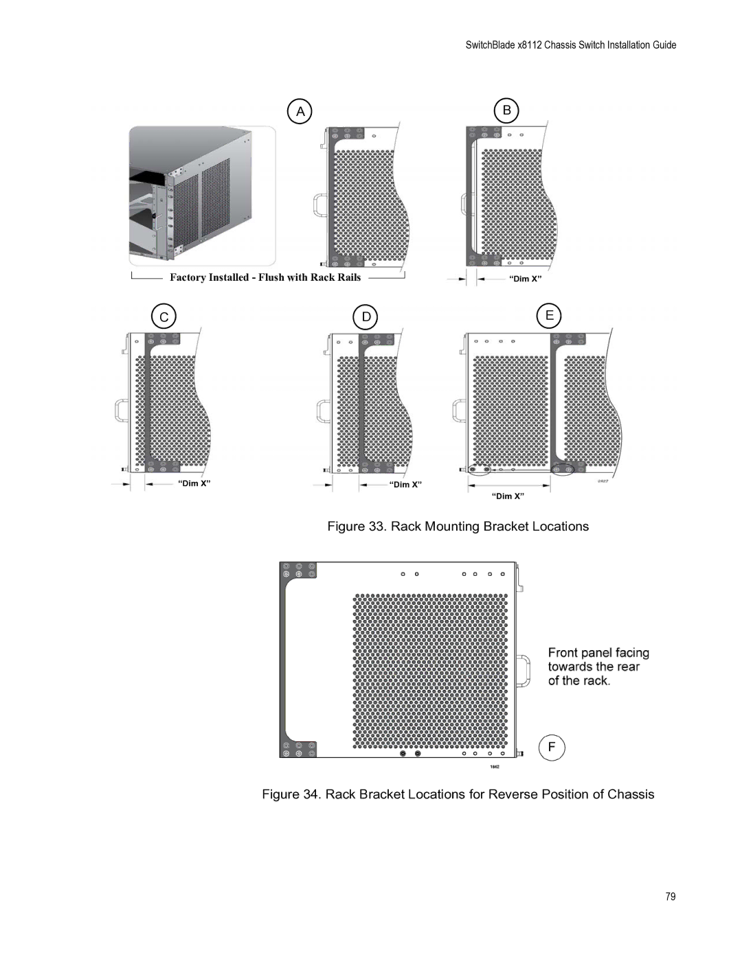 Allied Telesis X8112 manual Rack Mounting Bracket Locations 