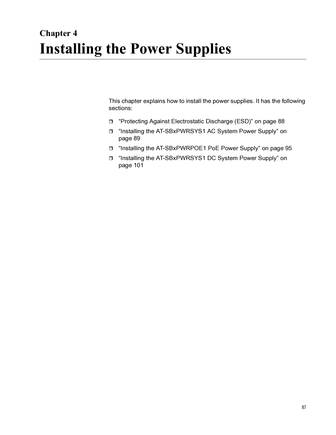 Allied Telesis X8112 manual Installing the Power Supplies 