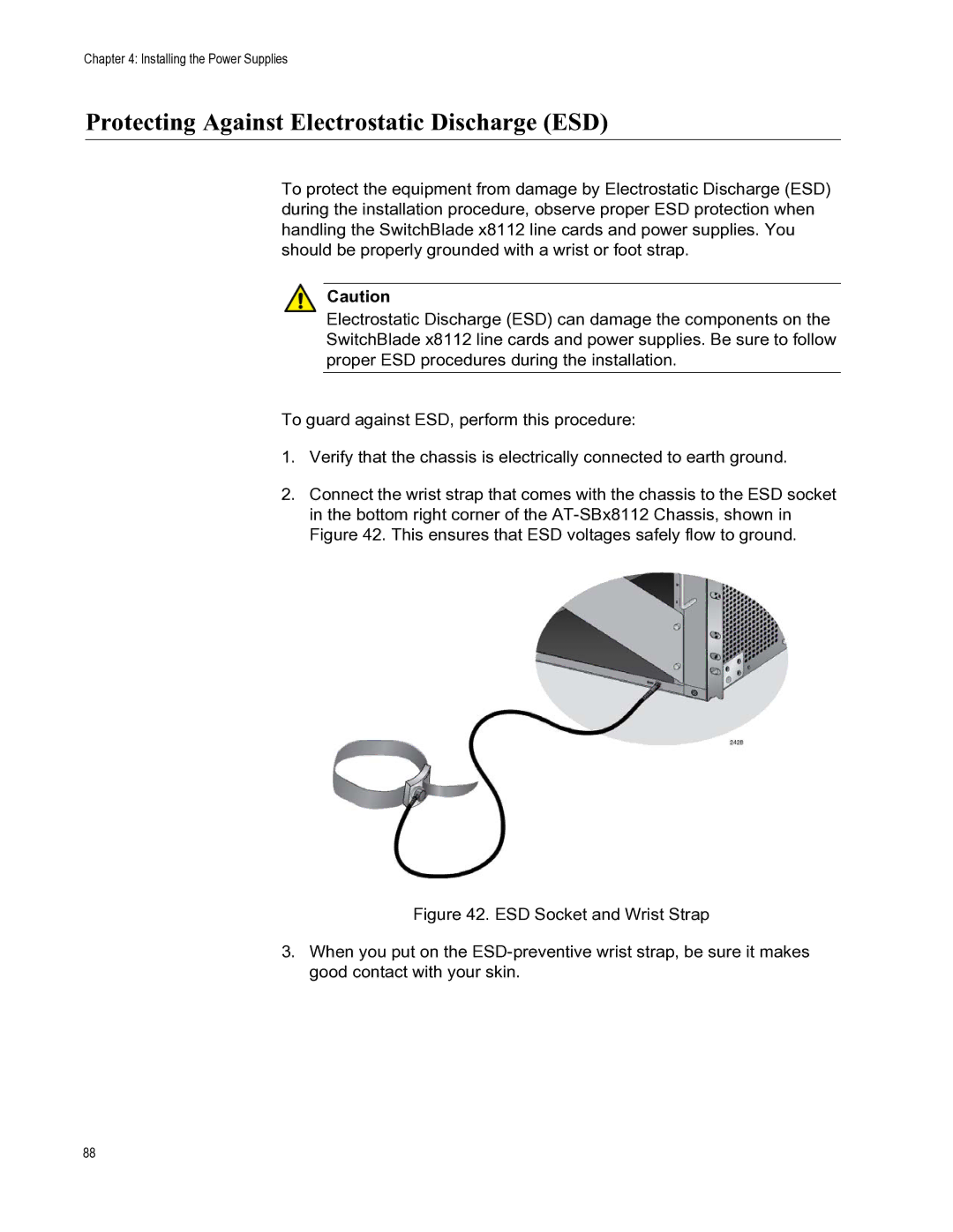 Allied Telesis X8112 manual Protecting Against Electrostatic Discharge ESD 