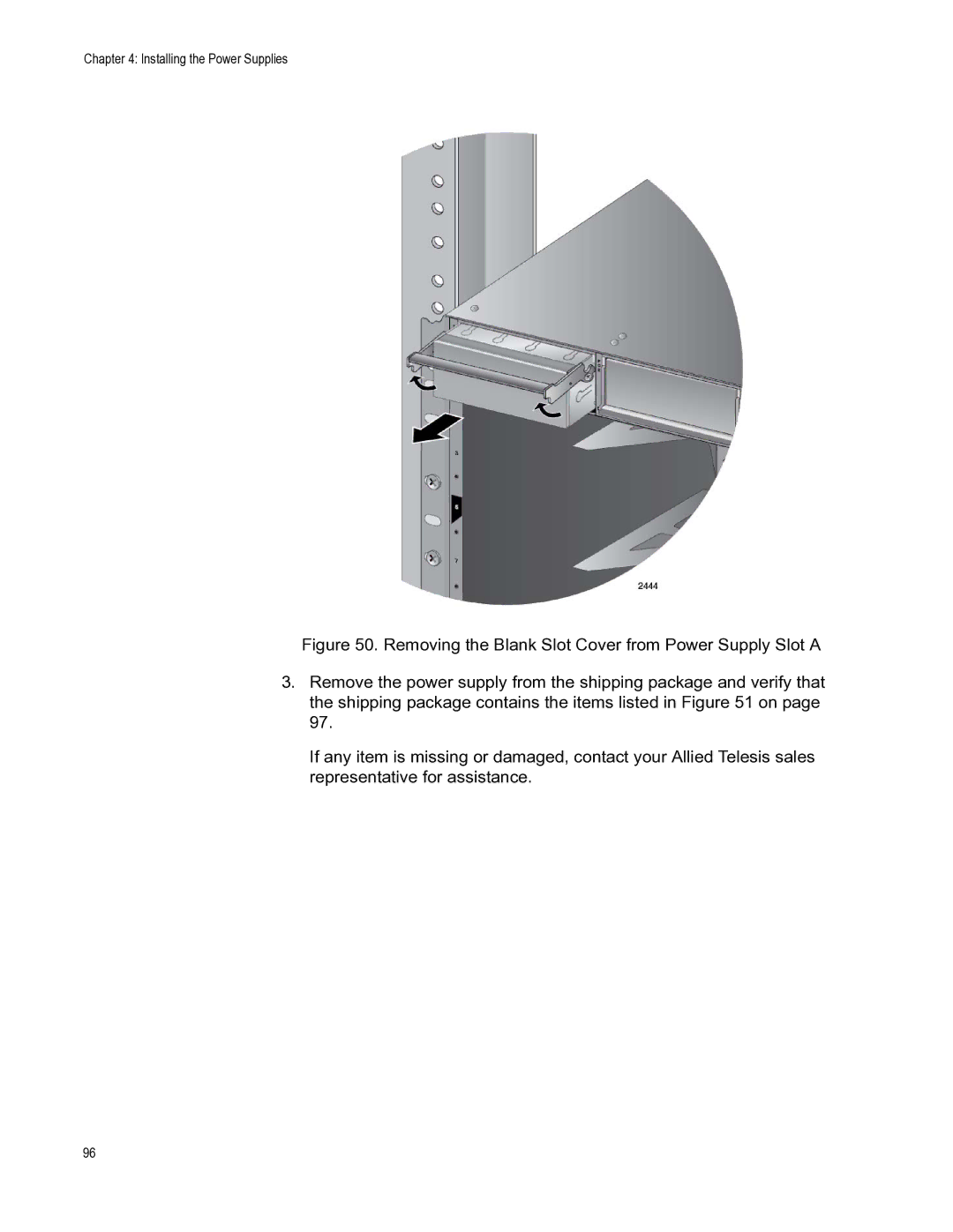 Allied Telesis X8112 manual Installing the Power Supplies 