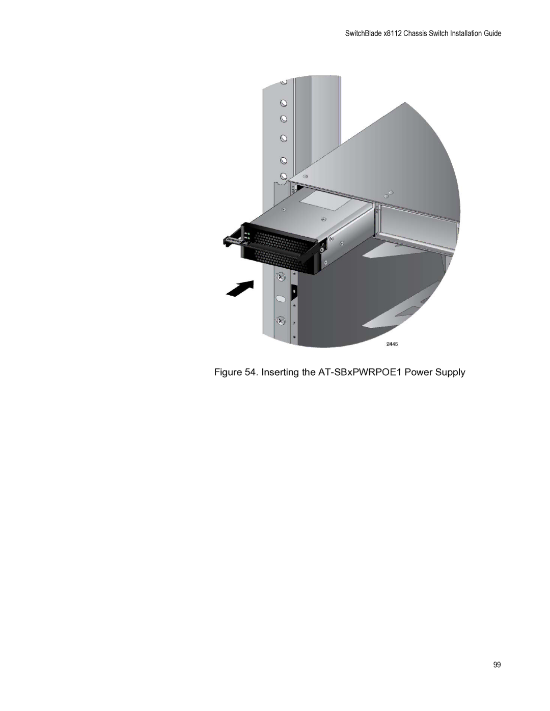 Allied Telesis X8112 manual Inserting the AT-SBxPWRPOE1 Power Supply 