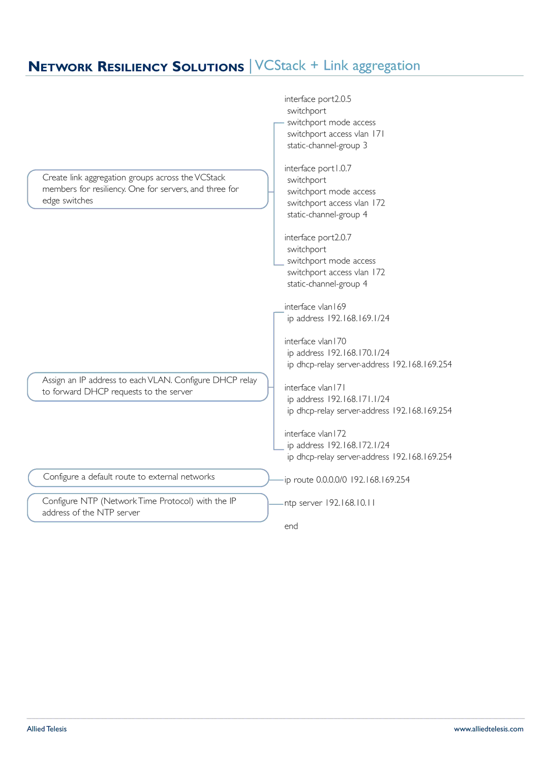 Allied Telesis x900 manual Network Resiliency Solutions VCStack + Link aggregation 