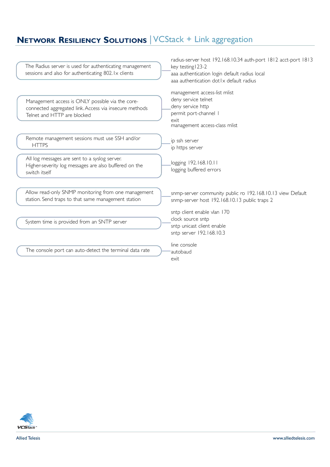 Allied Telesis x900 Advanced Gigabit Layer 3+ Expandable Switches manual Logging 192.168.10.11 logging buffered errors 