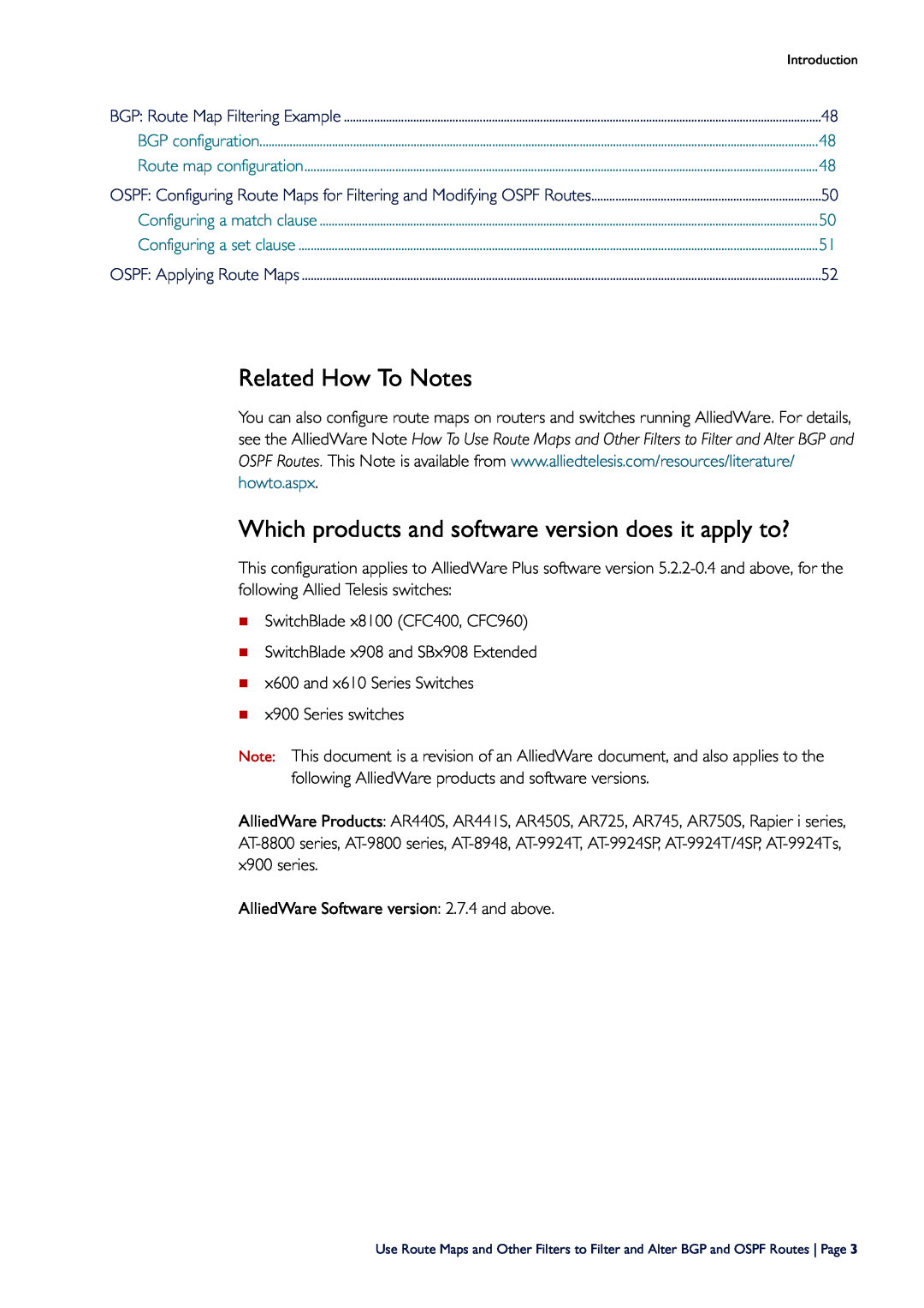 Allied Telesis X8100, x908 manual Related How To Notes, Which products and software version does it apply to? 