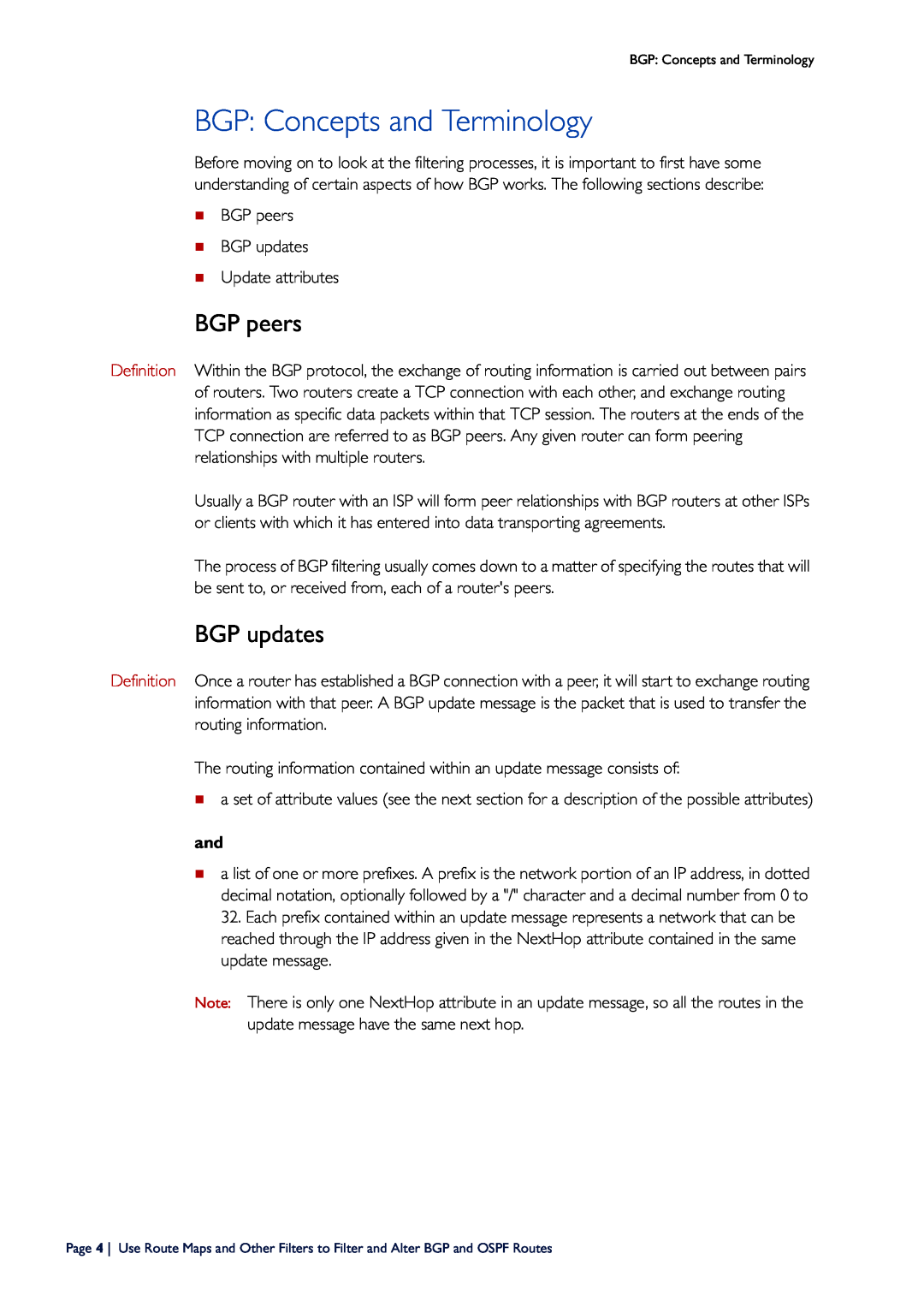 Allied Telesis x908, X8100 manual BGP Concepts and Terminology, BGP peers, BGP updates 