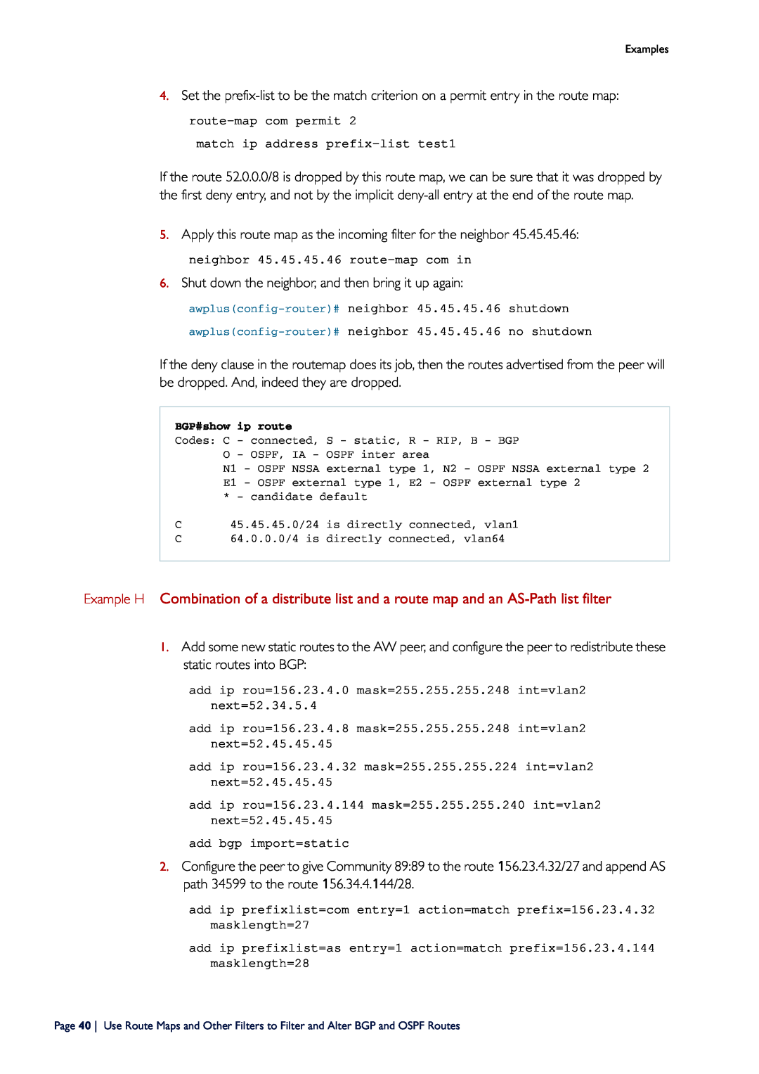 Allied Telesis x908, X8100 manual BGP#show ip route 