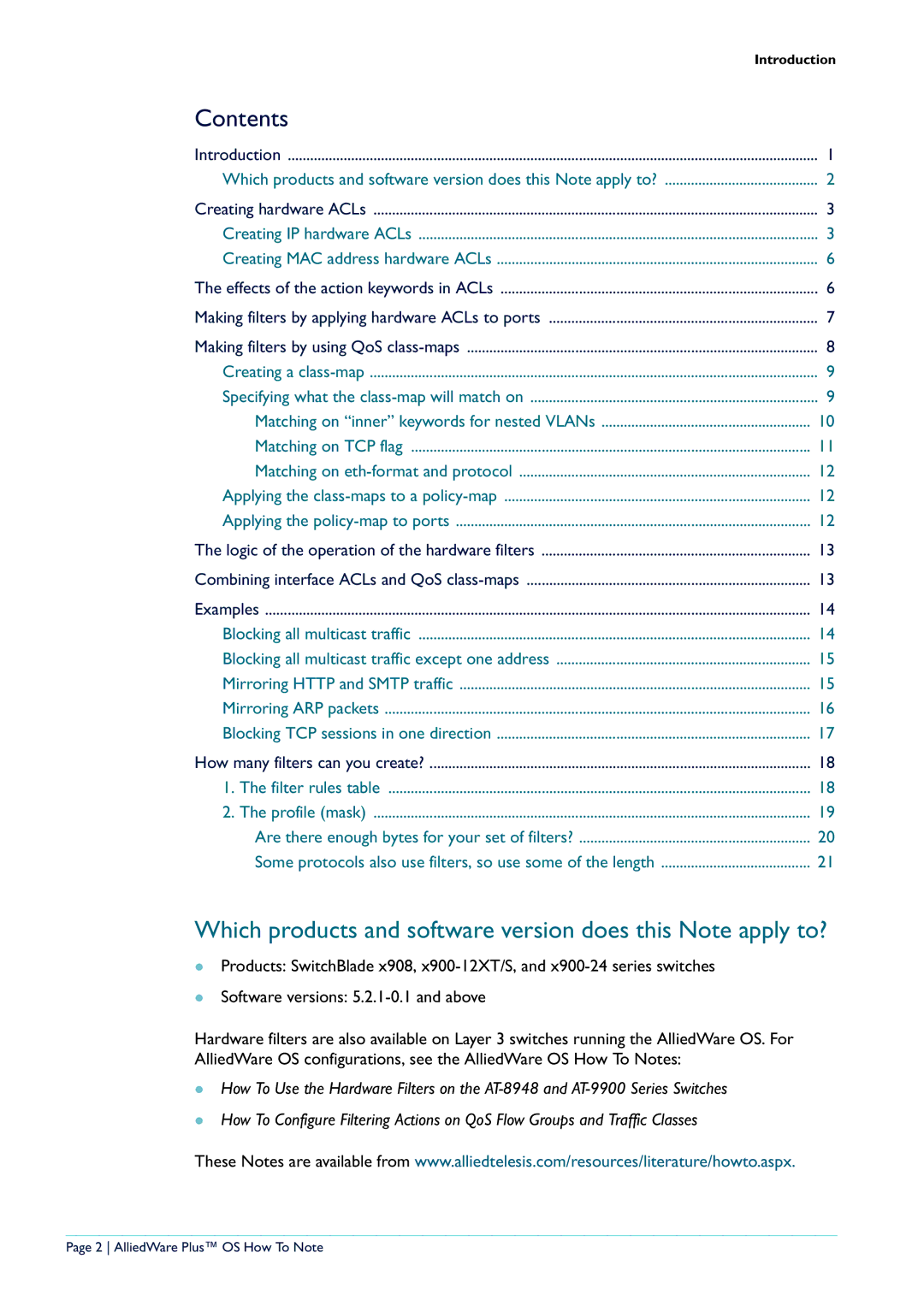 Allied Telesis x908, X900-12XT/S manual Which products and software version does this Note apply to? 