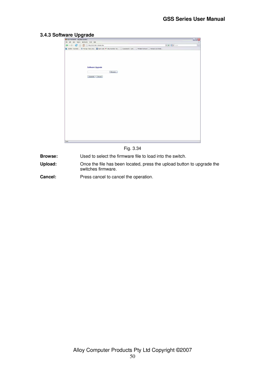 Alloy Computer Products 16/24 gigabit web managed switch, GSS-24T4SFP, GSS-16T4SFP user manual Software Upgrade 
