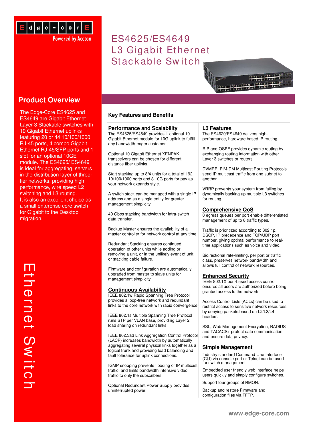 Alloy Computer Products ES4625 manual Key Features and Benefits, Performance and Scalability, Continuous Availability 