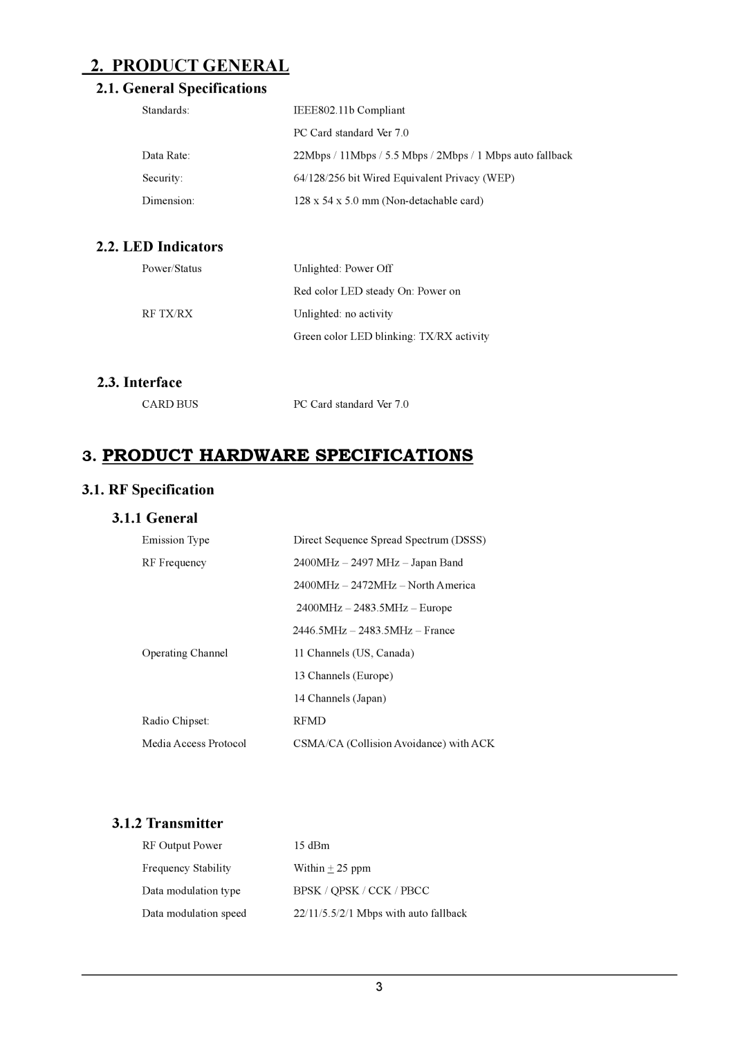 Alloy Computer Products GL242201 General Specifications, LED Indicators, Interface, RF Specification General, Transmitter 