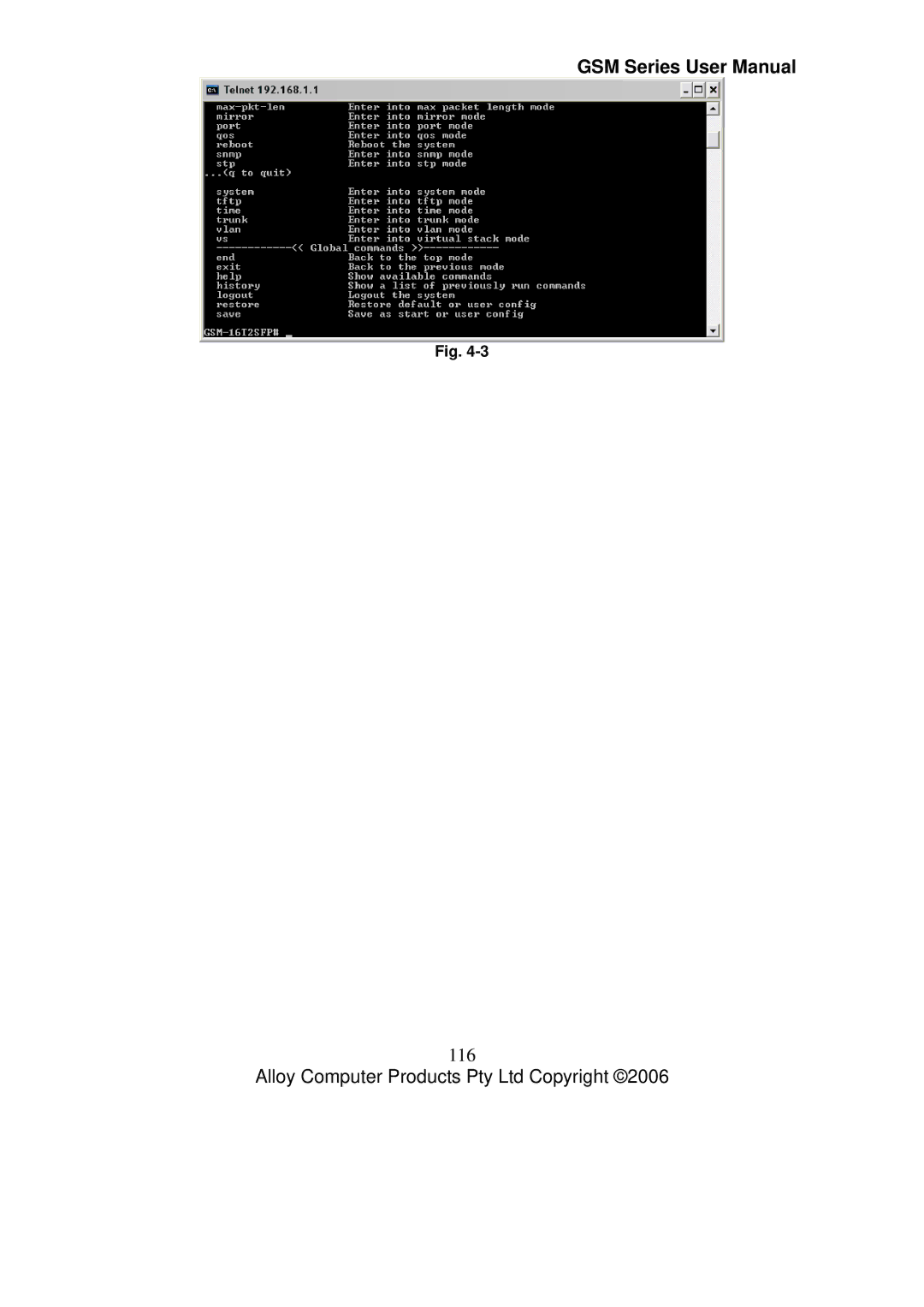 Alloy Computer Products GSM-24T2SFP, GSM-8T16SFP, GSM-16T2SFP user manual 116 