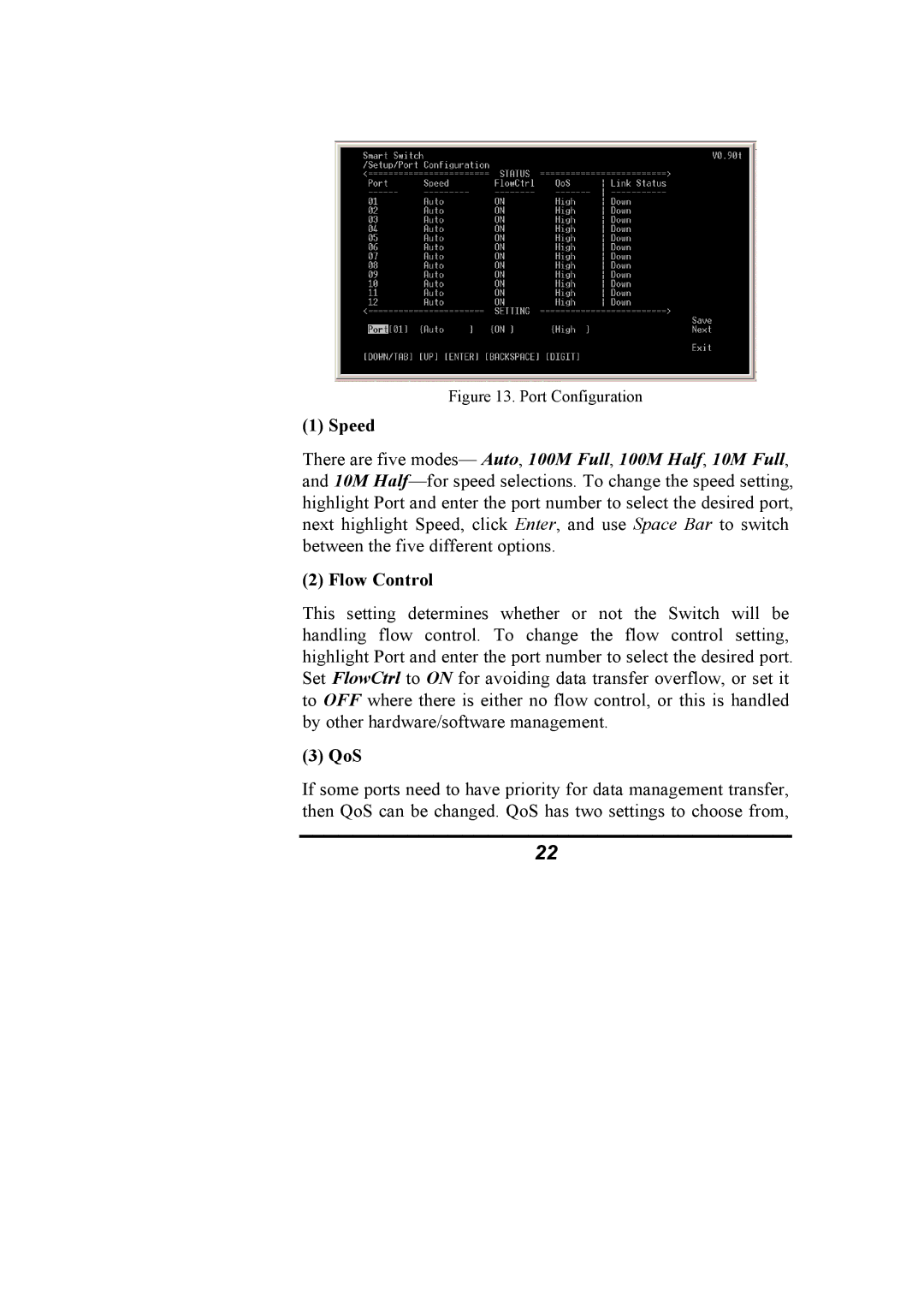 Alloy Computer Products NS-16T01FS manual Speed, Flow Control, QoS 