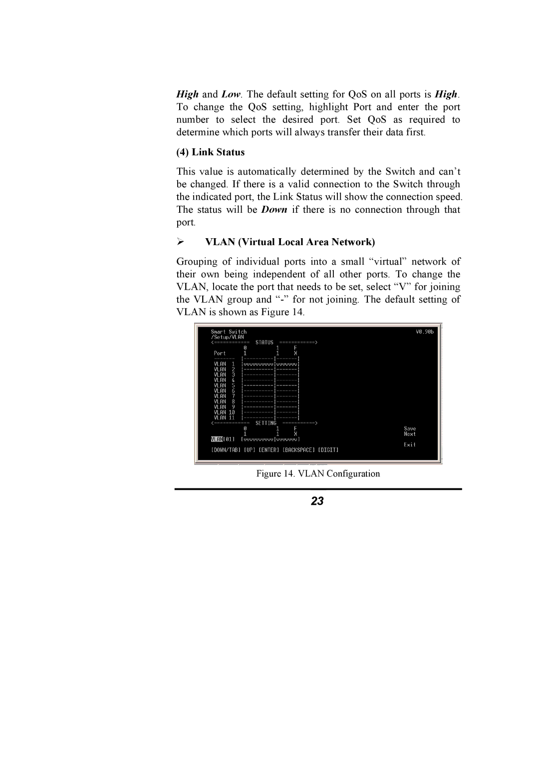 Alloy Computer Products NS-16T01FS manual Link Status, ¾ Vlan Virtual Local Area Network 