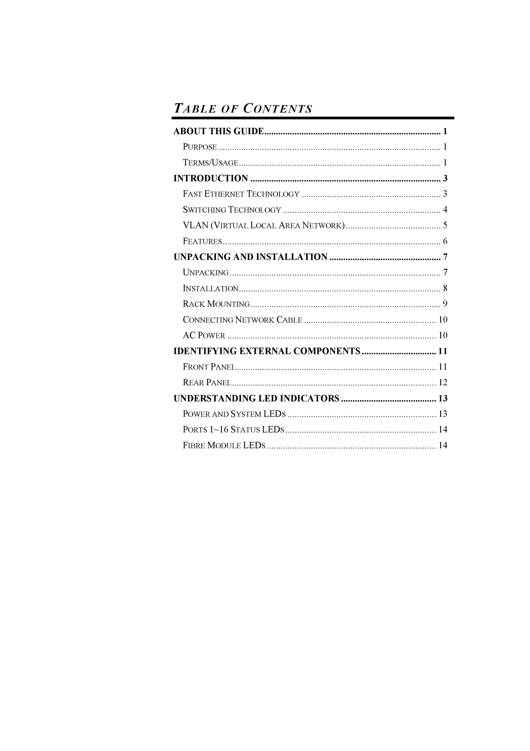 Alloy Computer Products NS-16T01FS manual Table of Contents 