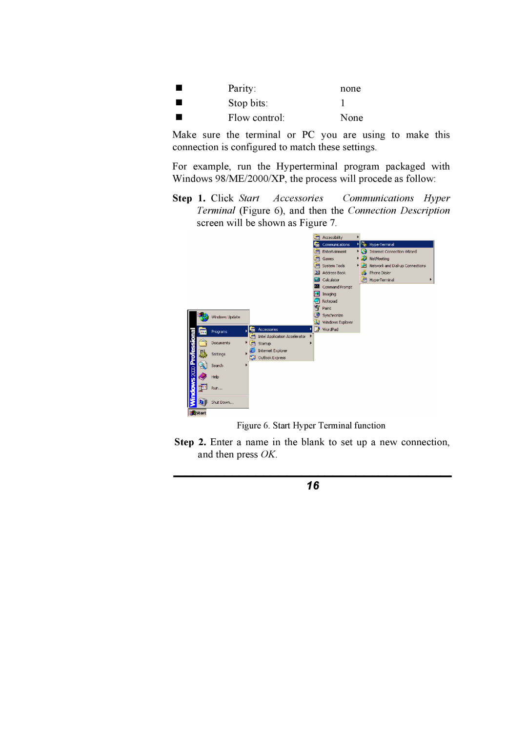 Alloy Computer Products NS-24T01FS manual Start Hyper Terminal function 