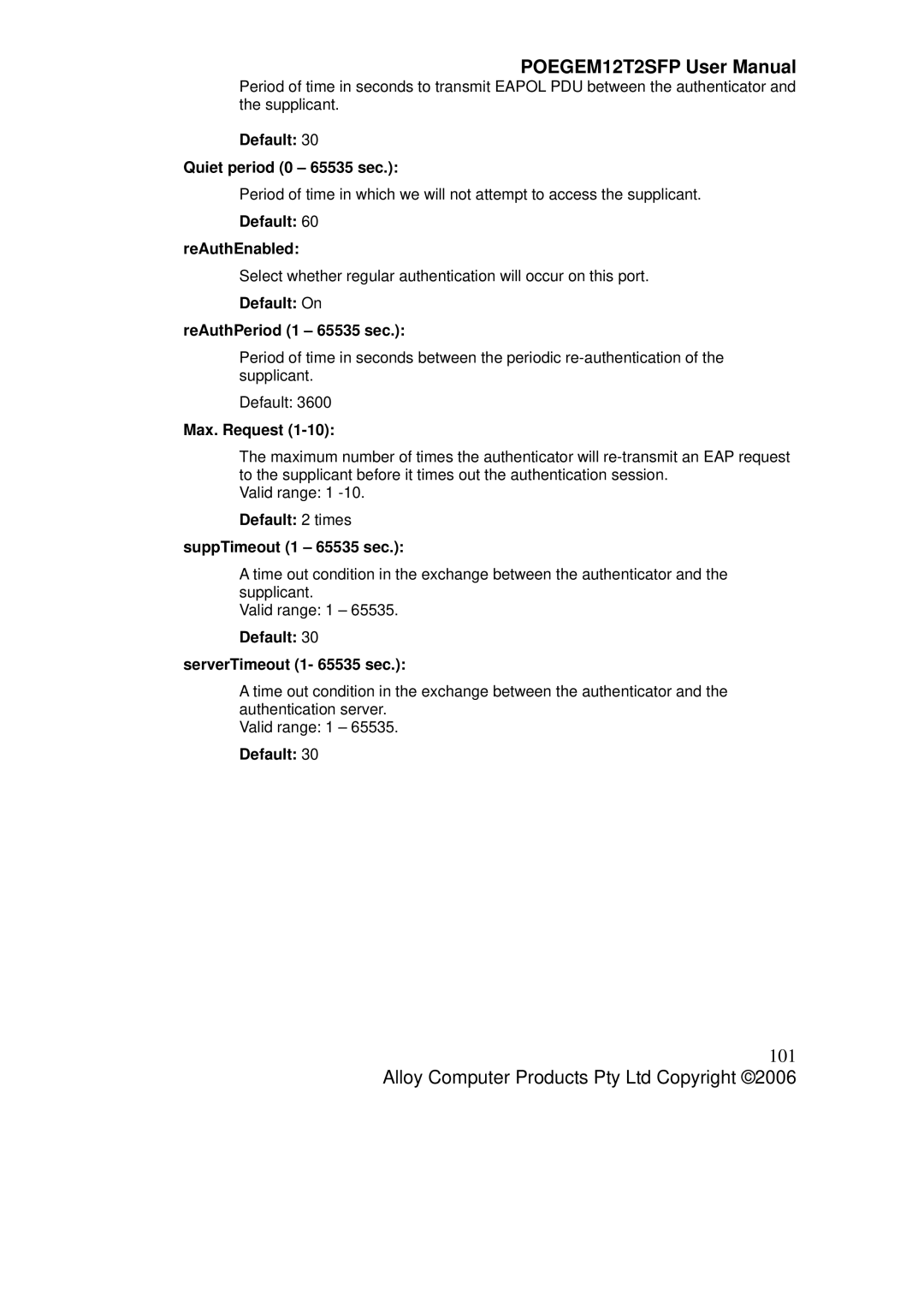 Alloy Computer Products POEGEM12T2SFP user manual 101 