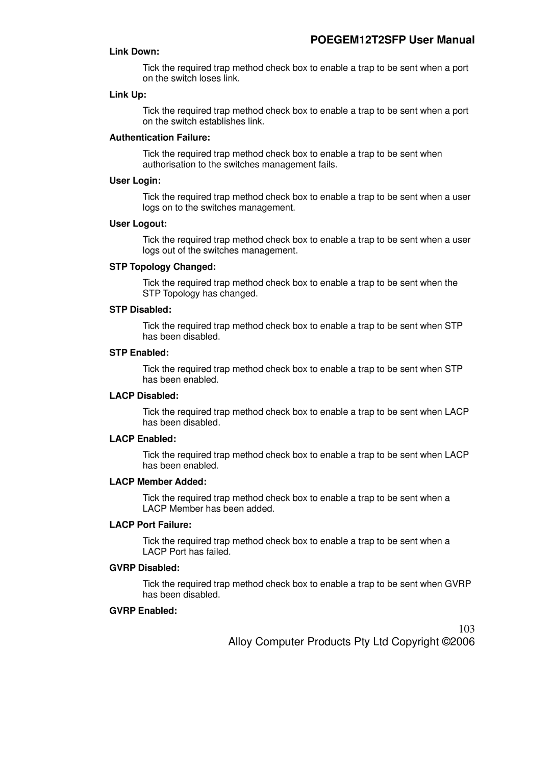 Alloy Computer Products POEGEM12T2SFP user manual 103 