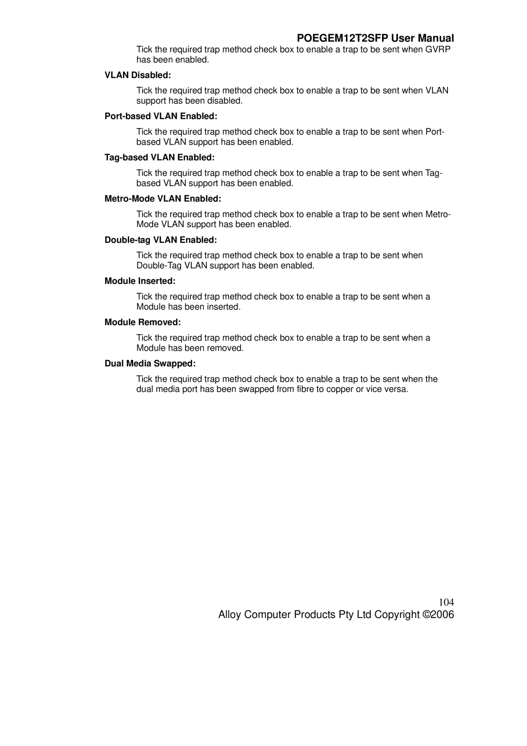 Alloy Computer Products POEGEM12T2SFP user manual 104 