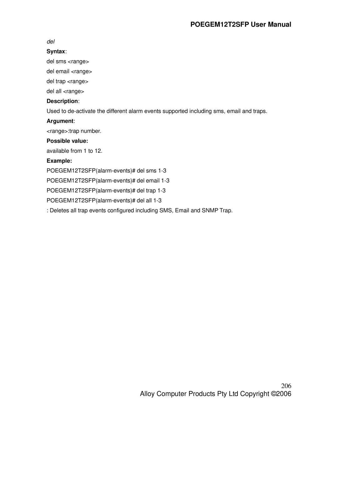 Alloy Computer Products POEGEM12T2SFP user manual 206, Del 