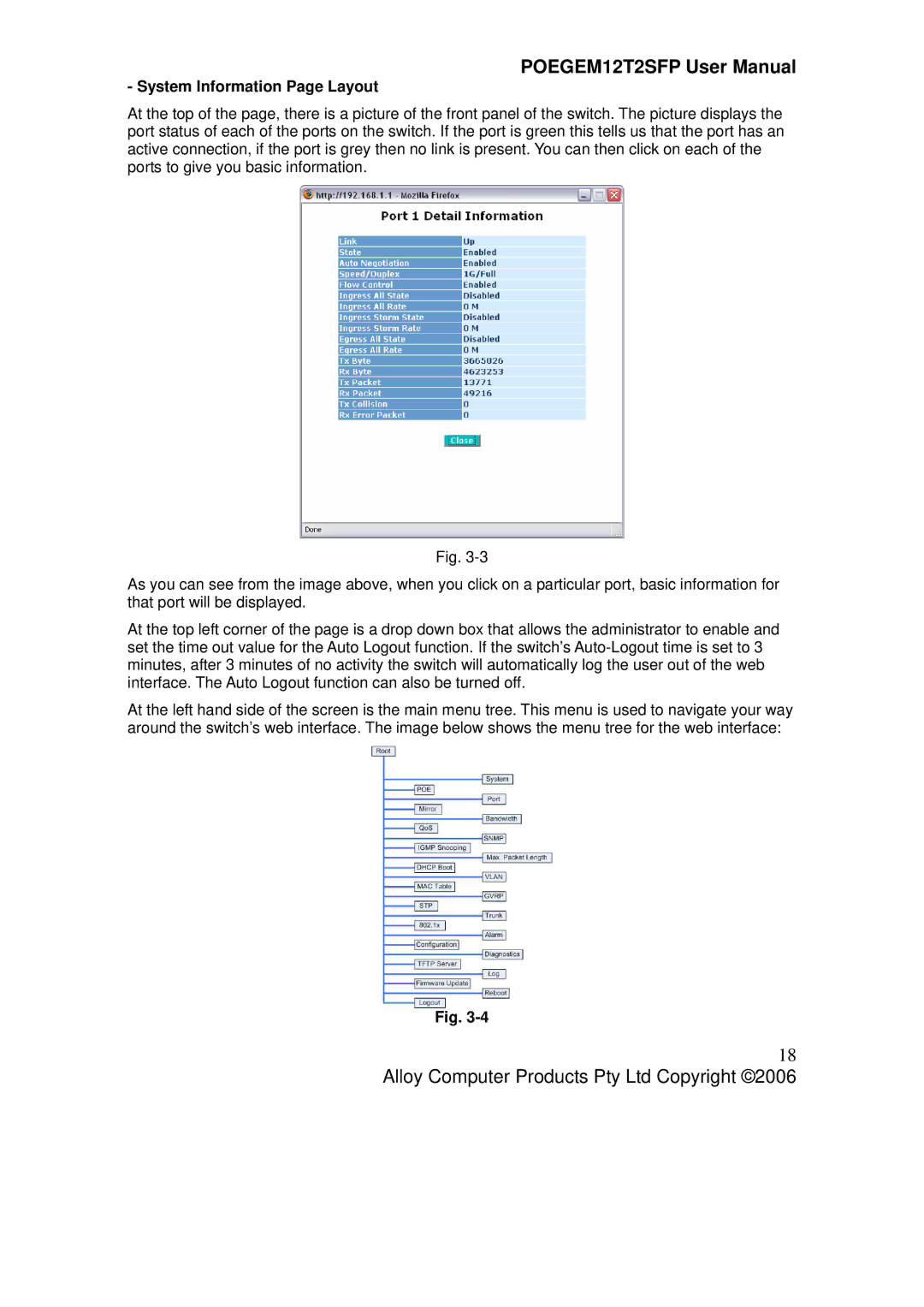 Alloy Computer Products POEGEM12T2SFP user manual System Information Page Layout 