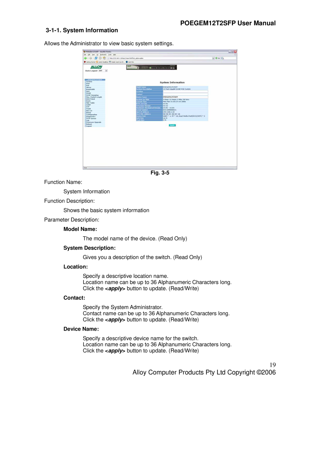 Alloy Computer Products POEGEM12T2SFP user manual System Information 