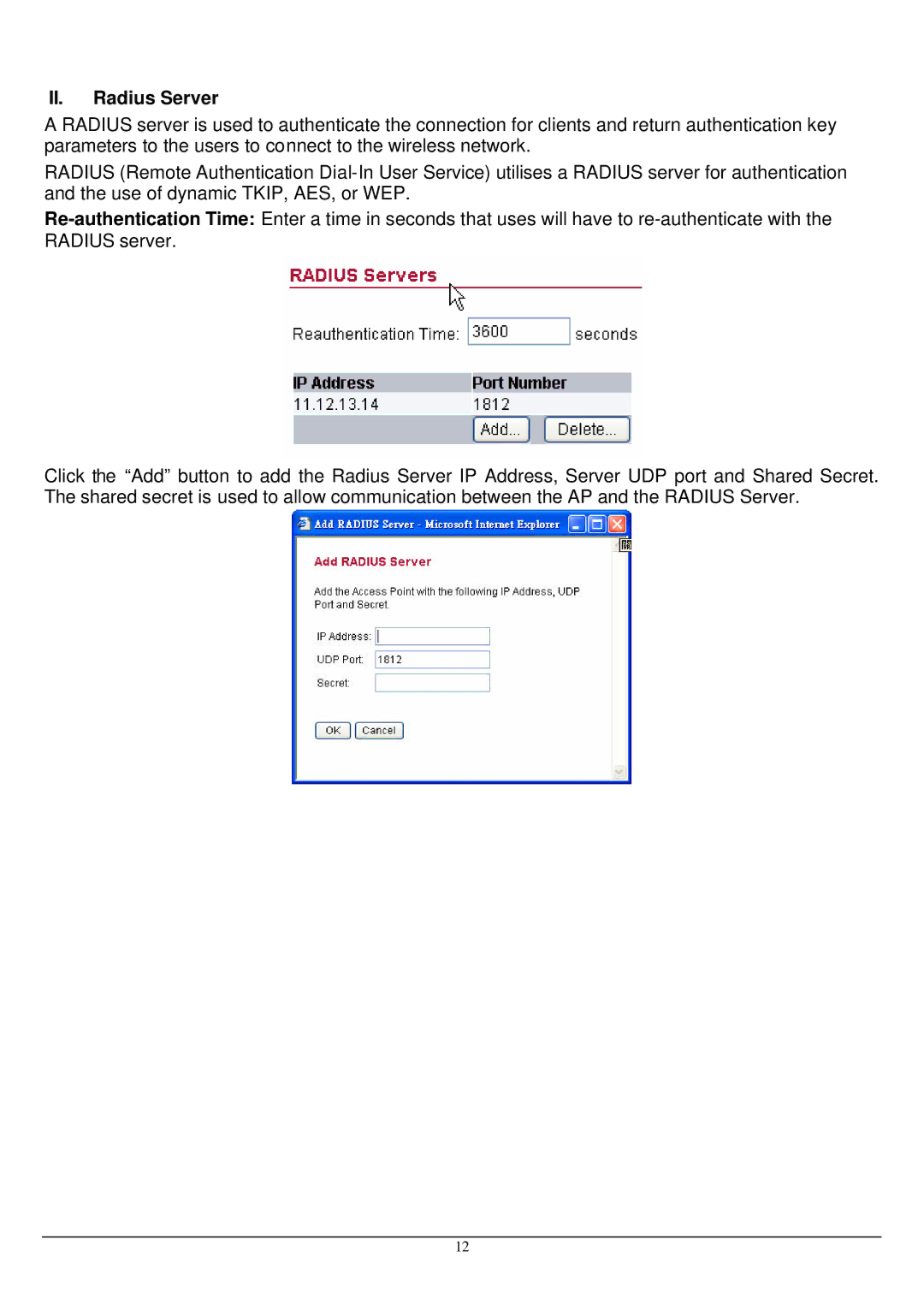 Alloy Computer Products WDS2454AP manual II. Radius Server 