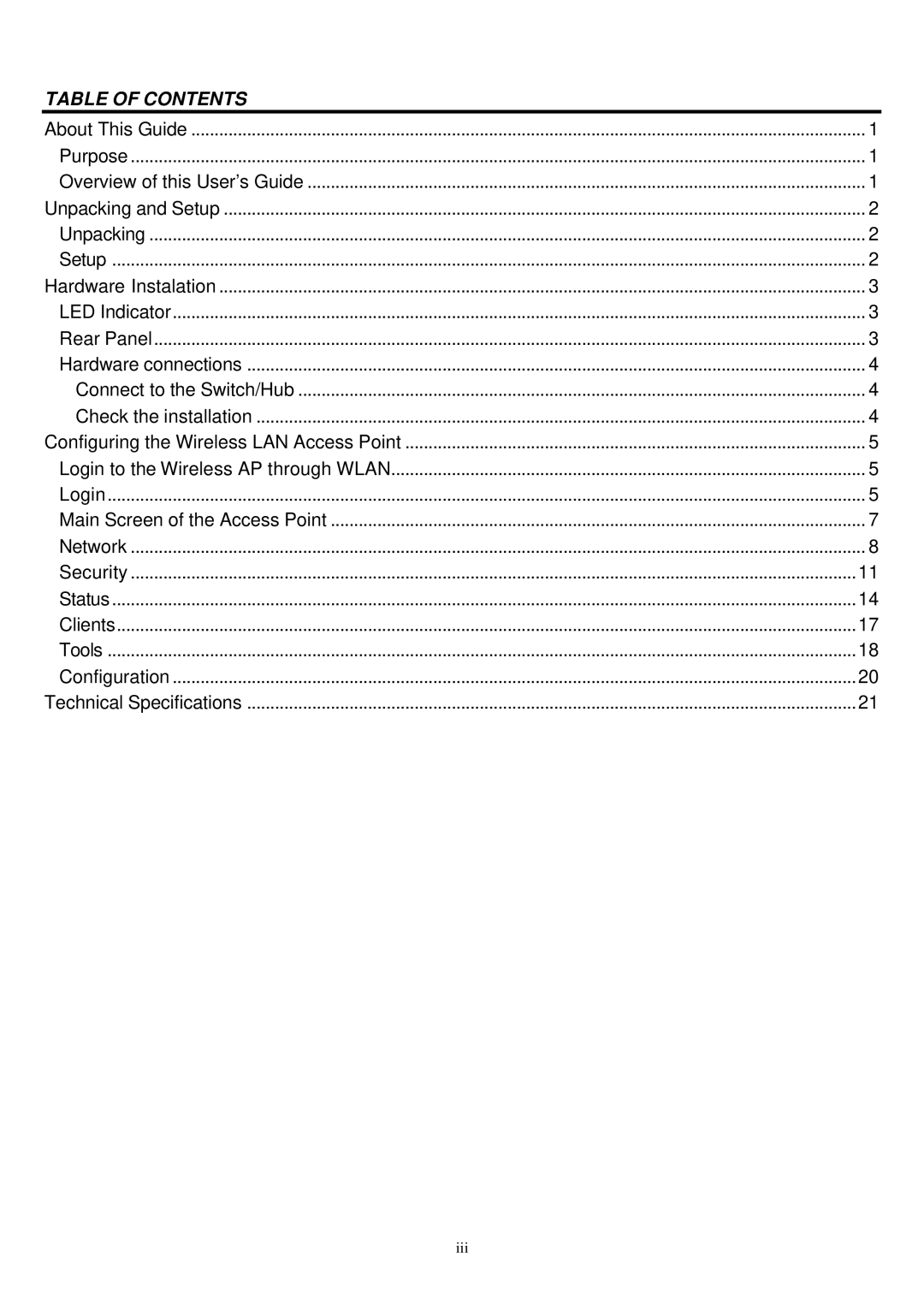 Alloy Computer Products WDS2454AP manual Table of Contents 