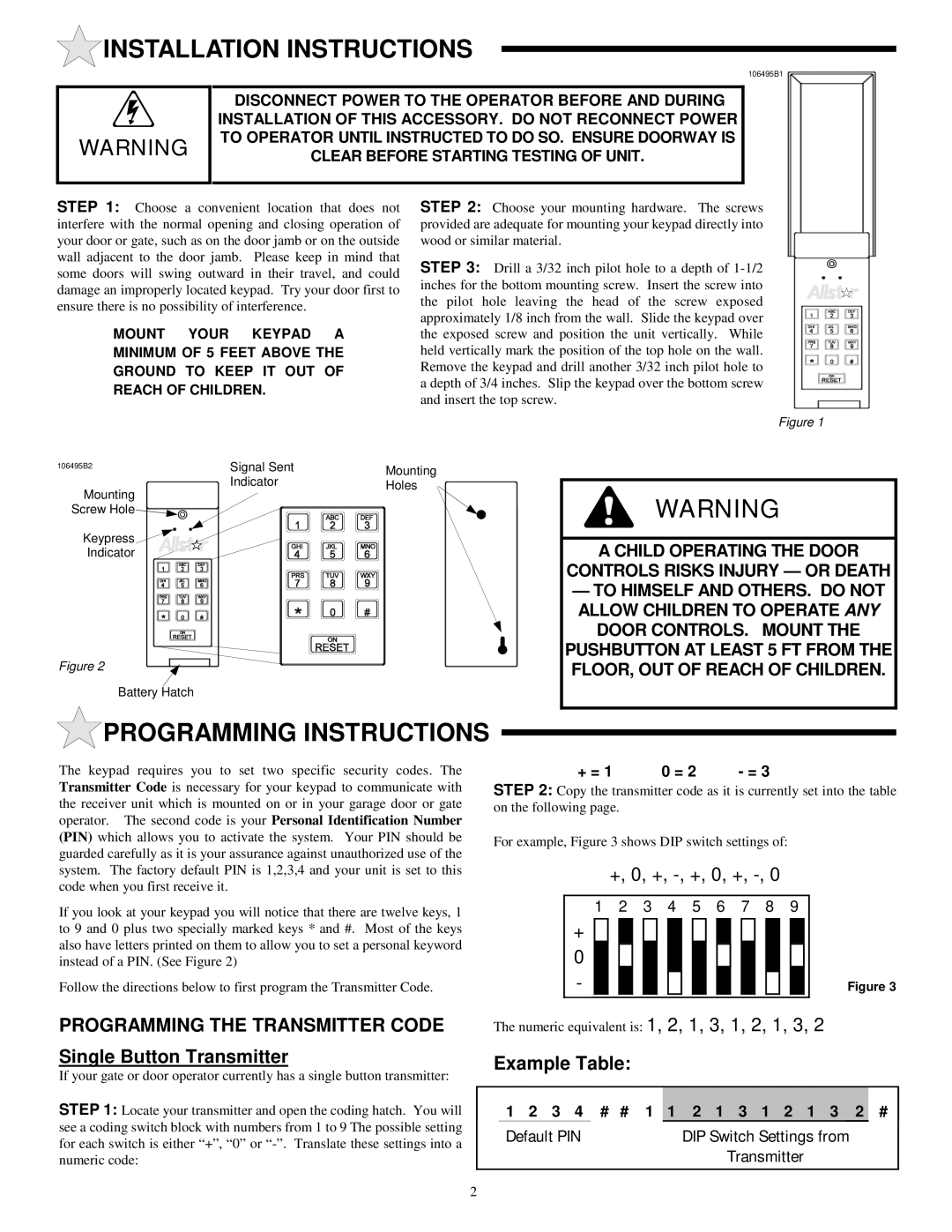 Allstar Products Group 104078 Installation Instructions, Programming Instructions, Programming the Transmitter Code 