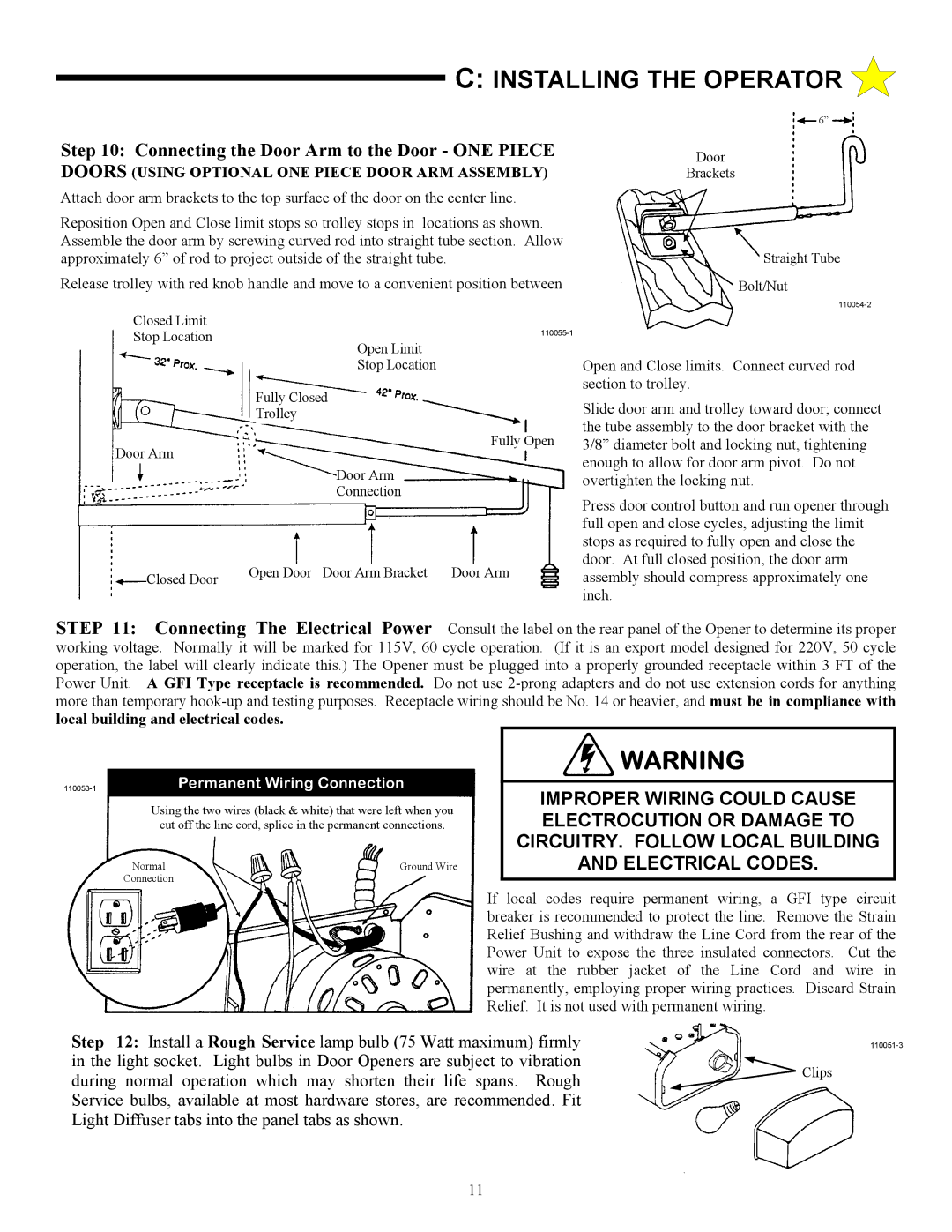 Allstar Products Group AC9500, AC9300, ACJ9500 owner manual Connecting the Door Arm to the Door ONE Piece 