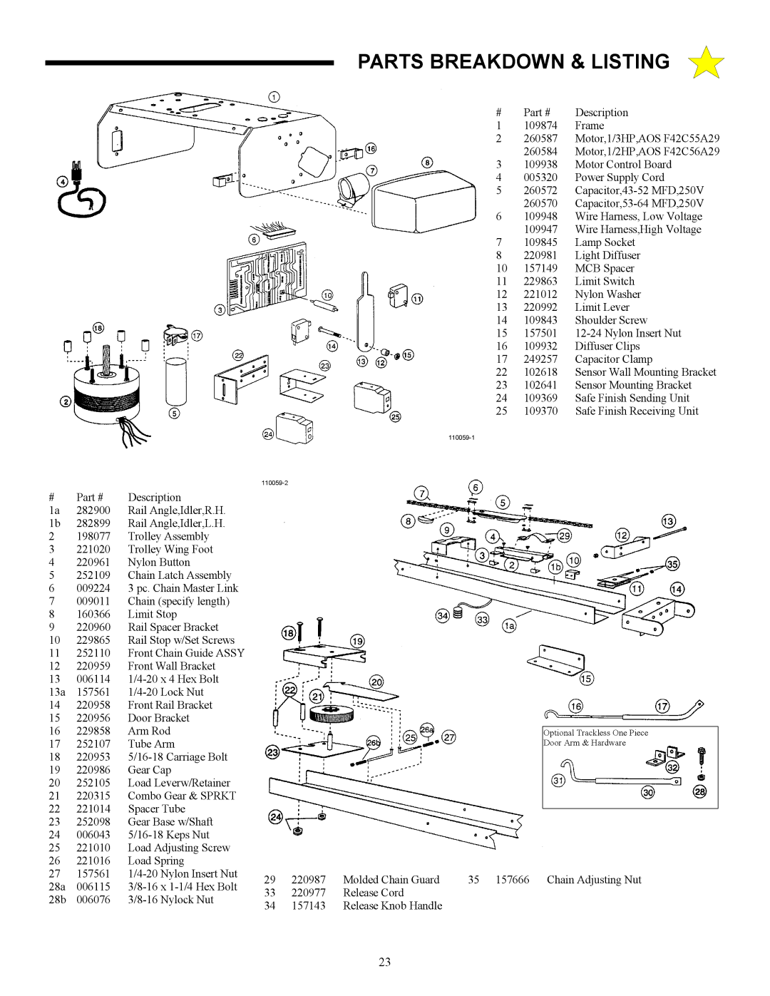 Allstar Products Group AC9500, AC9300, ACJ9500 owner manual Parts Breakdown & Listing 