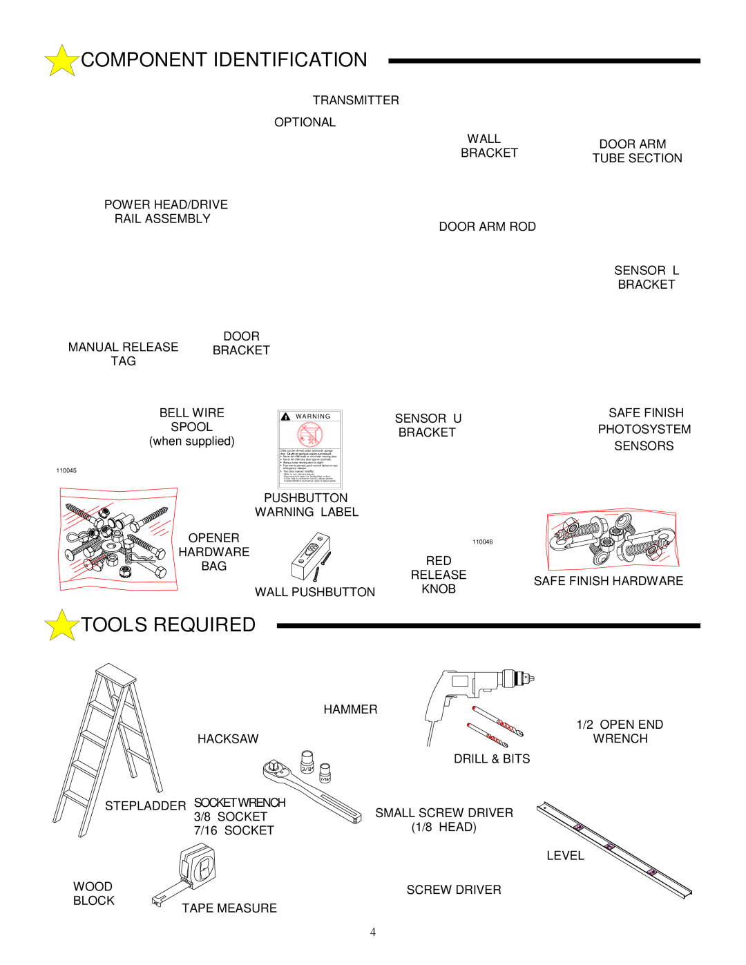 Allstar Products Group ACJ9500, AC9300, AC9500 owner manual Component Identification, Tools Required 