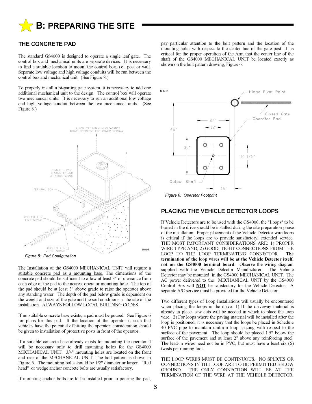 Allstar Products Group ANSI/UL 325 owner manual Preparing the Site, Concrete PAD, Placing the Vehicle Detector Loops 