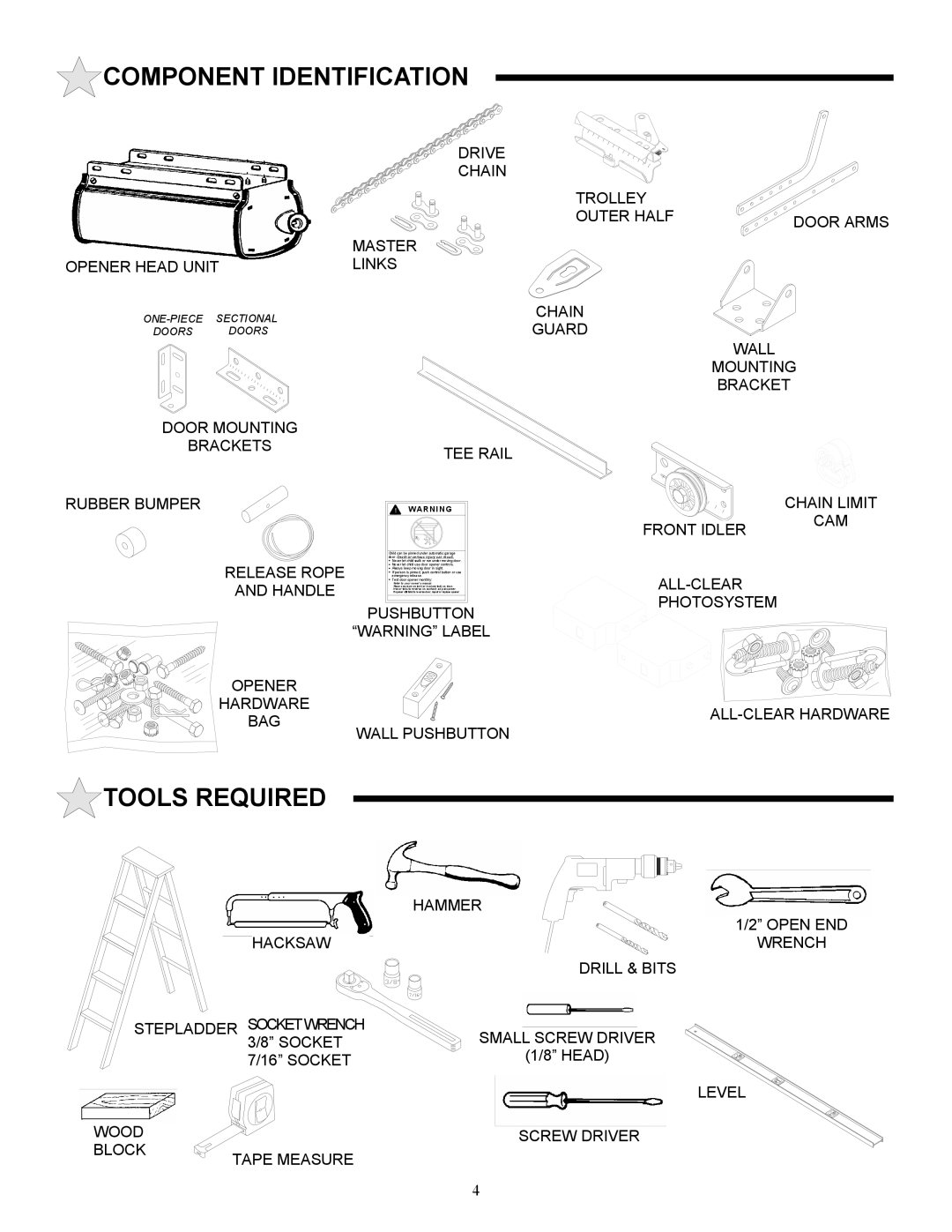 Allstar Products Group J3500, 3000, 3500-P owner manual Component Identification, Tools Required 