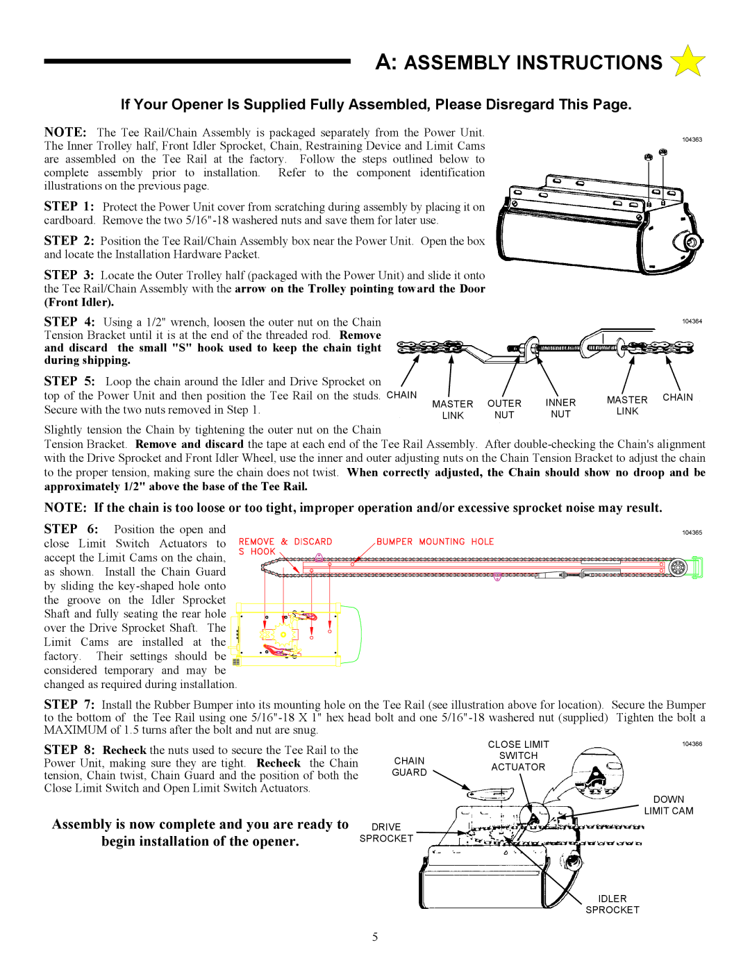 Allstar Products Group 6000, J6500, 6500-P owner manual Assembly Instructions, Step 