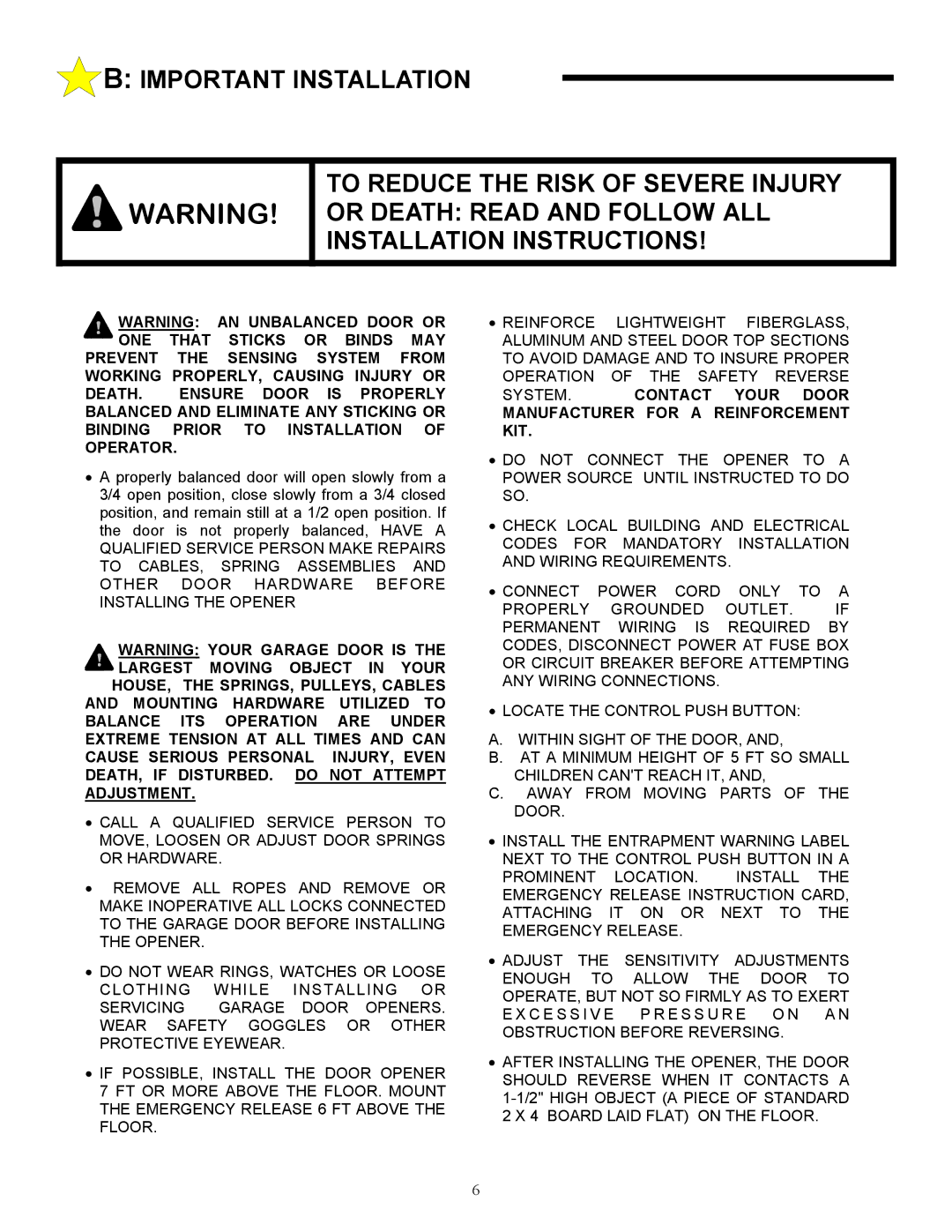 Allstar Products Group 6500-P, J6500, 6000 owner manual Adjustment 