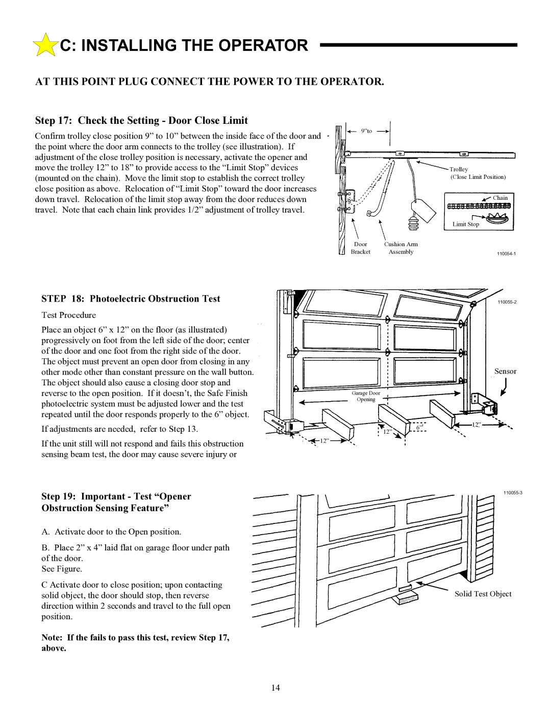 Allstar Products Group LT 50 owner manual Photoelectric Obstruction Test, Important Test Opener Obstruction Sensing Feature 