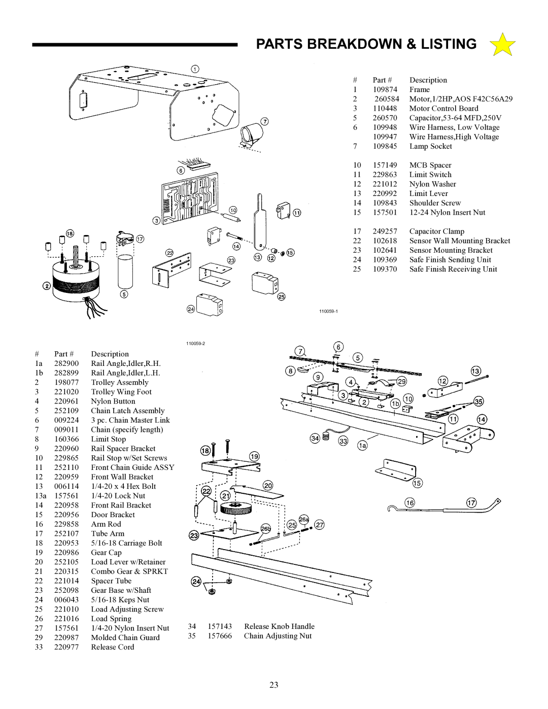 Allstar Products Group LT 50 owner manual Parts Breakdown & Listing 