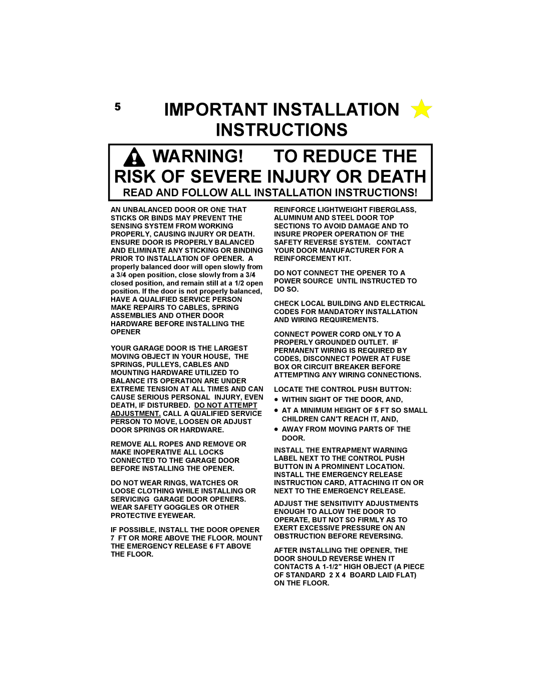 Allstar Products Group MVP-SQ owner manual Important Installation Instructions 