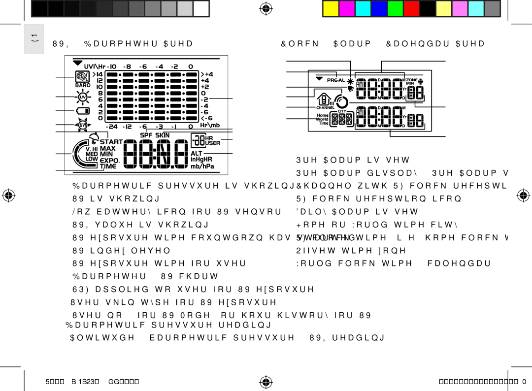 AllTrade BAR916HG user manual UVI / Barometer Area 