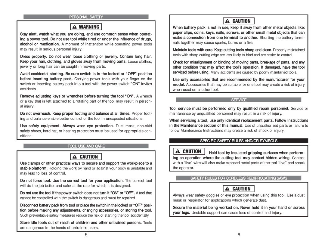 AllTrade COMPONENT #690551-1HR Personal Safety, Tool USE and Care, Service, Specific Safety Rules AND/OR Symbols 