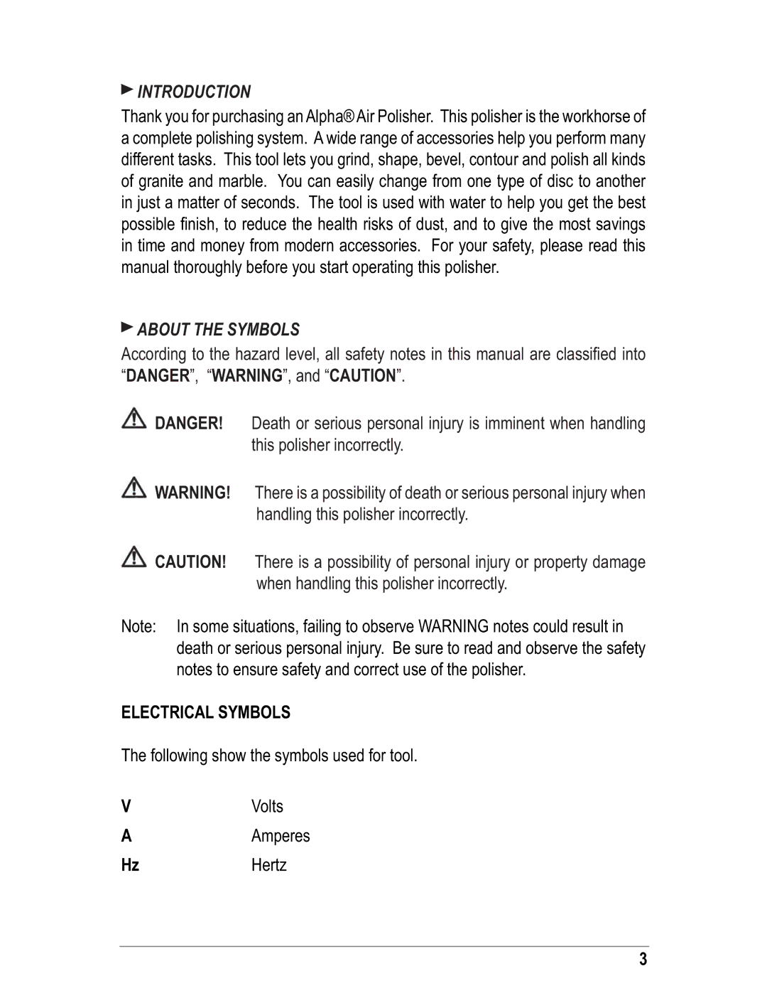 Alpha Tool.Com.HK Limited AIR-658 instruction manual Introduction, About the Symbols 