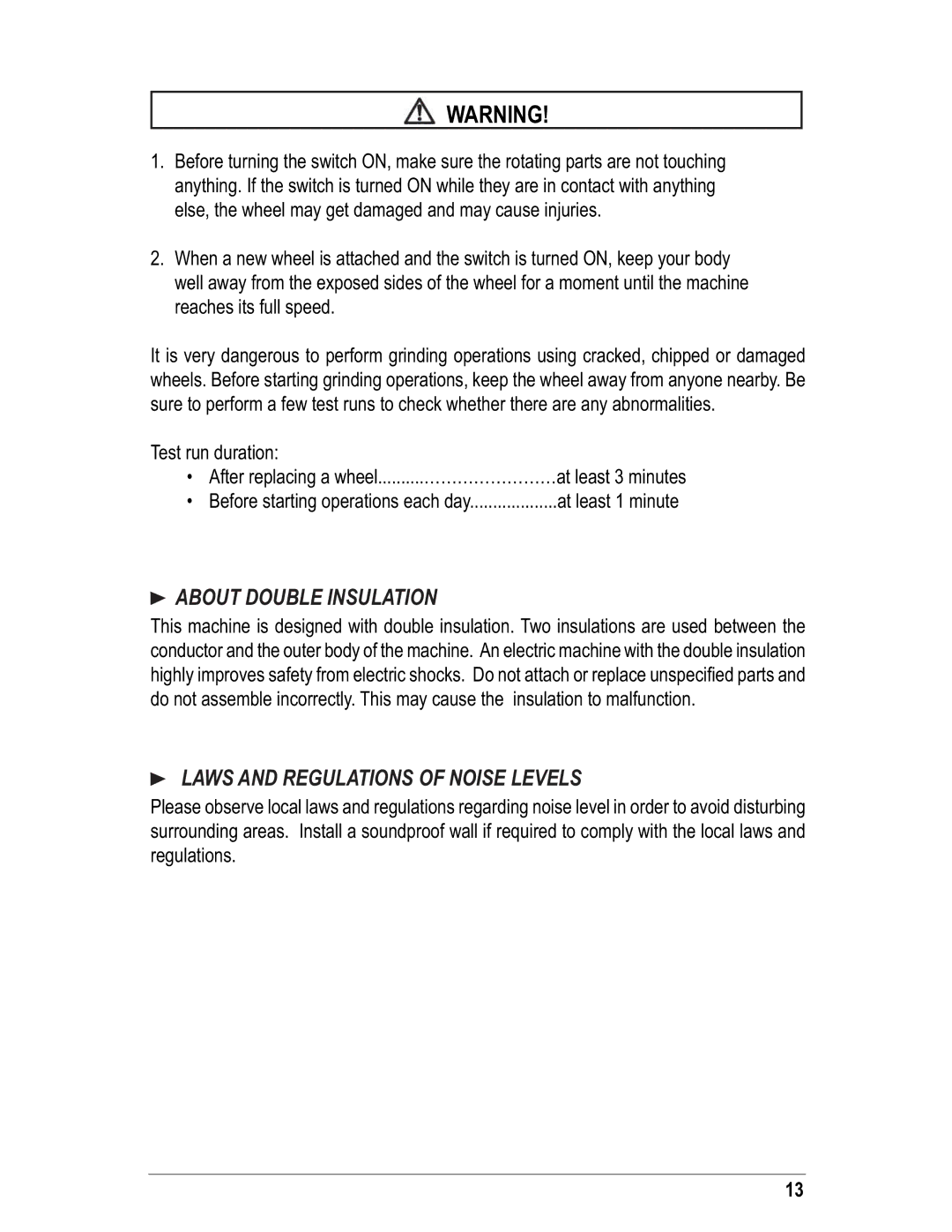 Alpha Tool.Com.HK Limited 225, hsg-125 instruction manual About Double Insulation, Laws and Regulations of Noise Levels 