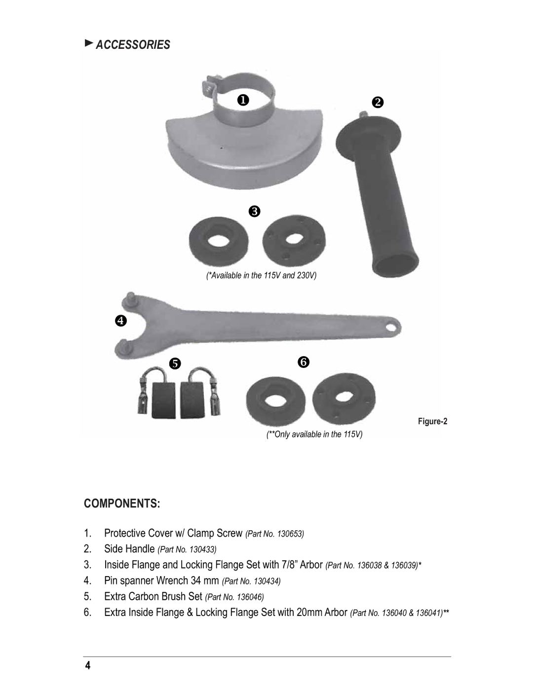 Alpha Tool.Com.HK Limited hsg-125, 225 instruction manual Accessories, Components 